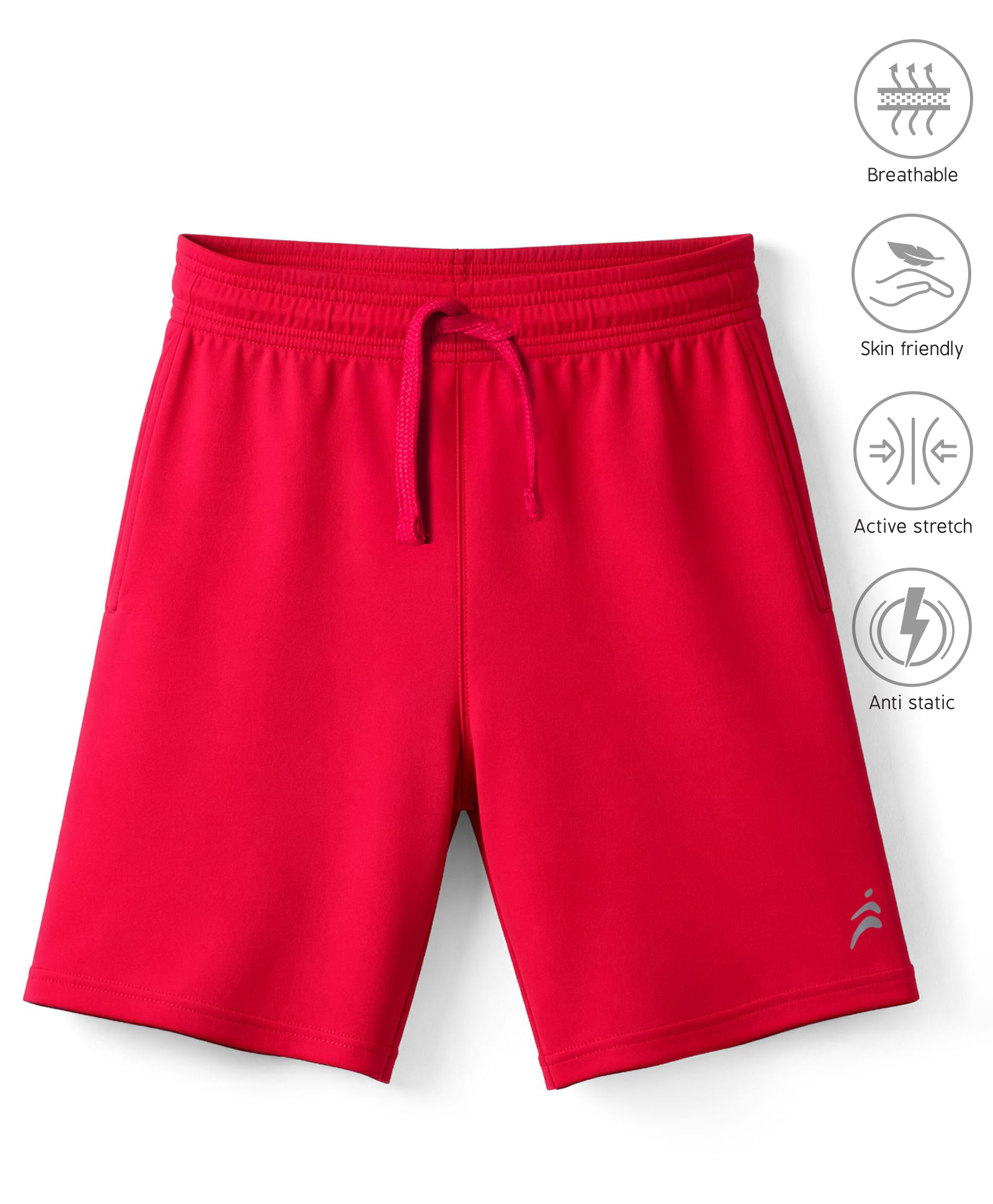 Pine Active Cotton Knit Bio Wash Knee Length Solid Color Shorts - Red-picture-33