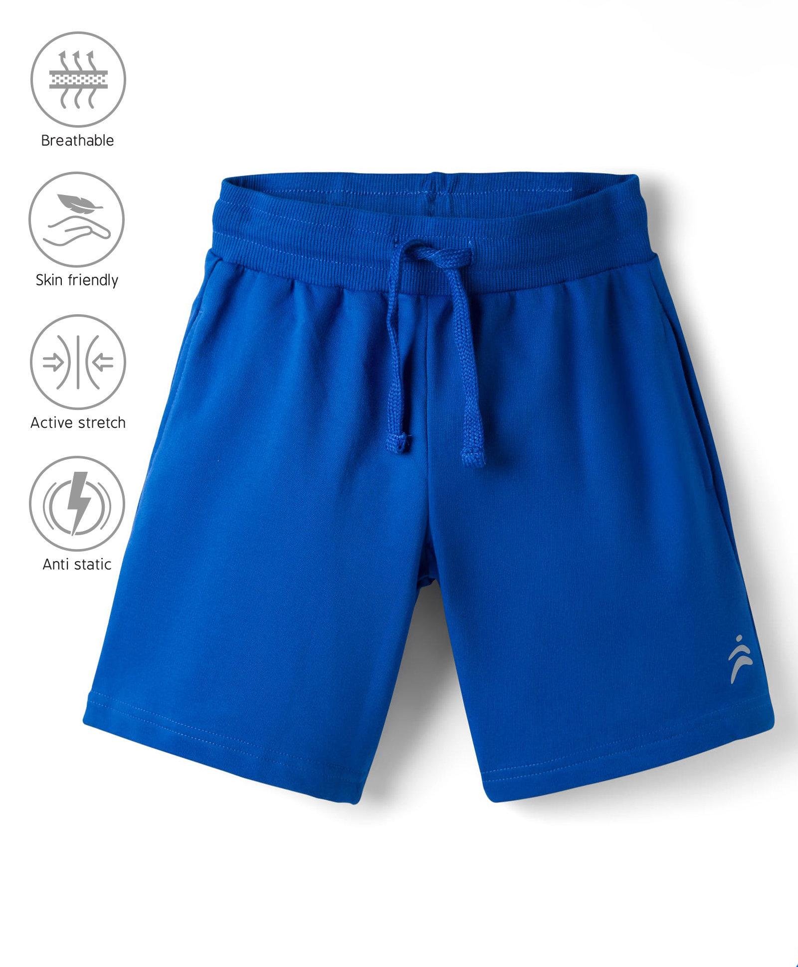Pine Active Cotton Knit Bio Wash Knee Length Solid Color Shorts - Royal Blue-picture-13