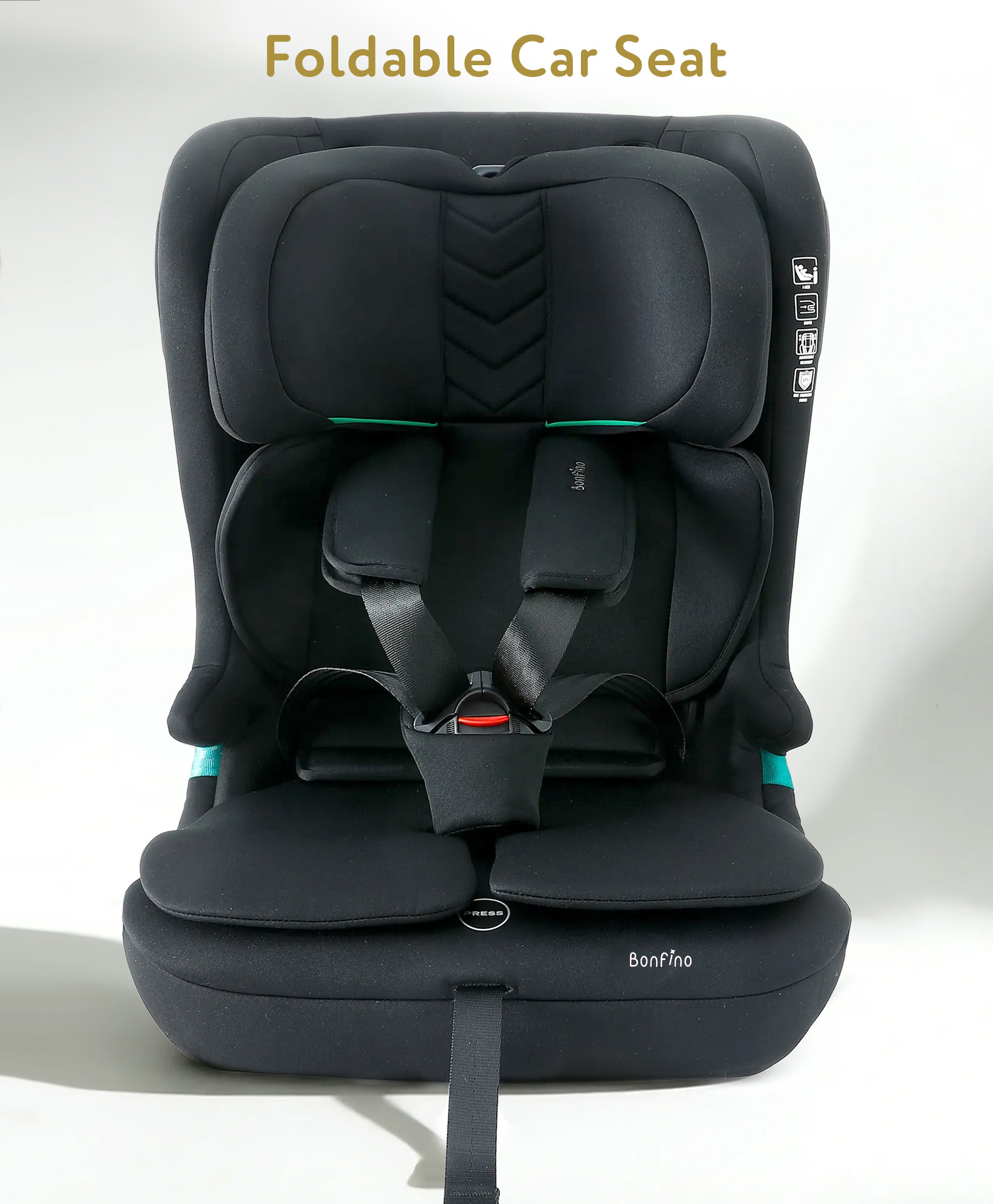 Bonfino Secure Ride Feixi Foldable ISOFIX Forward Facing Car Seat Black| iSize & R129 Certified| Top Tether| SPS Side Protection| Adjustable Headrest & Harness| Foldable & Space-Saving| 4-12 years-image-32