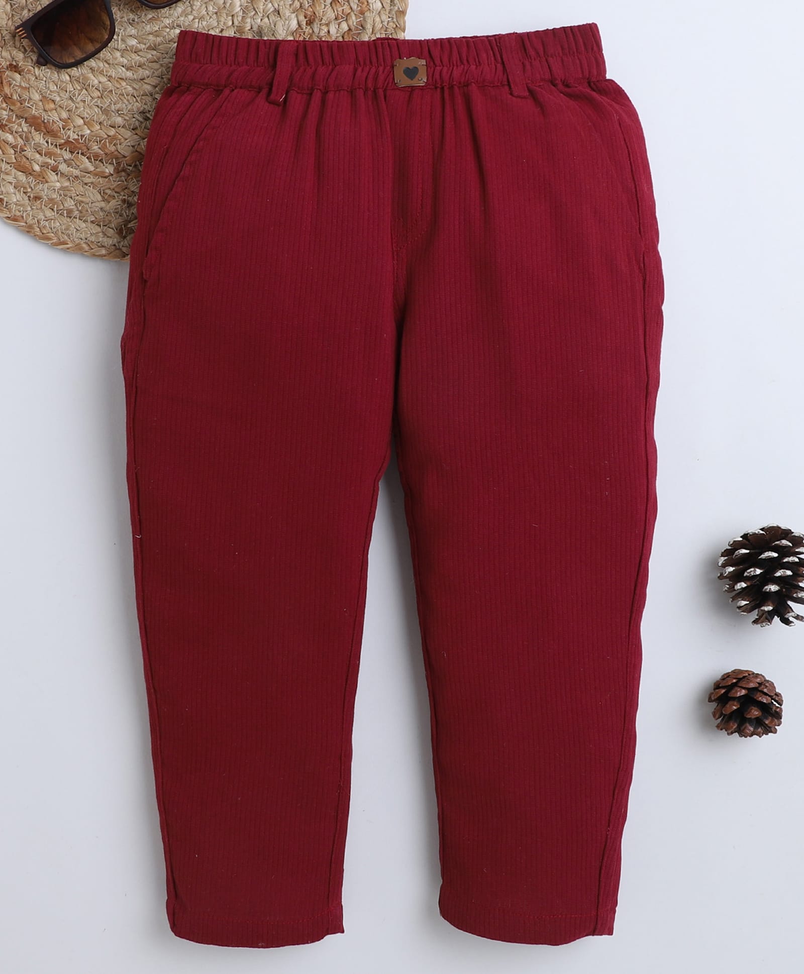 BAATCHEET Cotton Woven Solid Pant - Maroon-picture-13