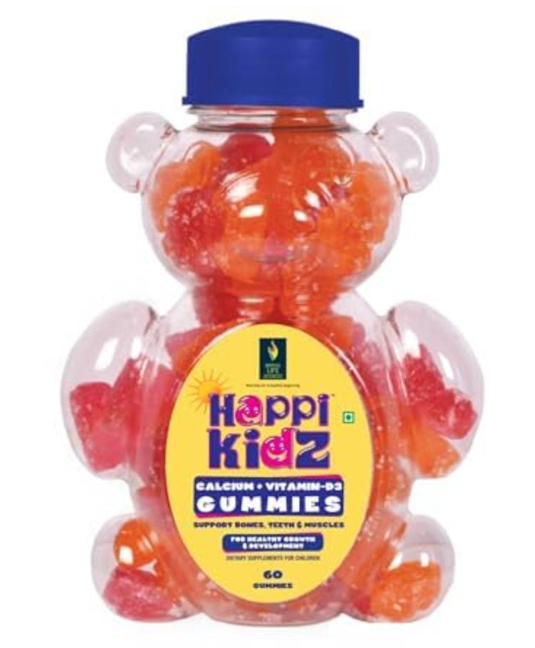 British Life Sciences Happi Kidz Calcium Gummies| Calcium + Vitamin D3 | 100% Natural | Gluten-free | Vegan | Supports Bone, Muscle Health & Teeth | Strawberry Flavour | 60 Count-image-42