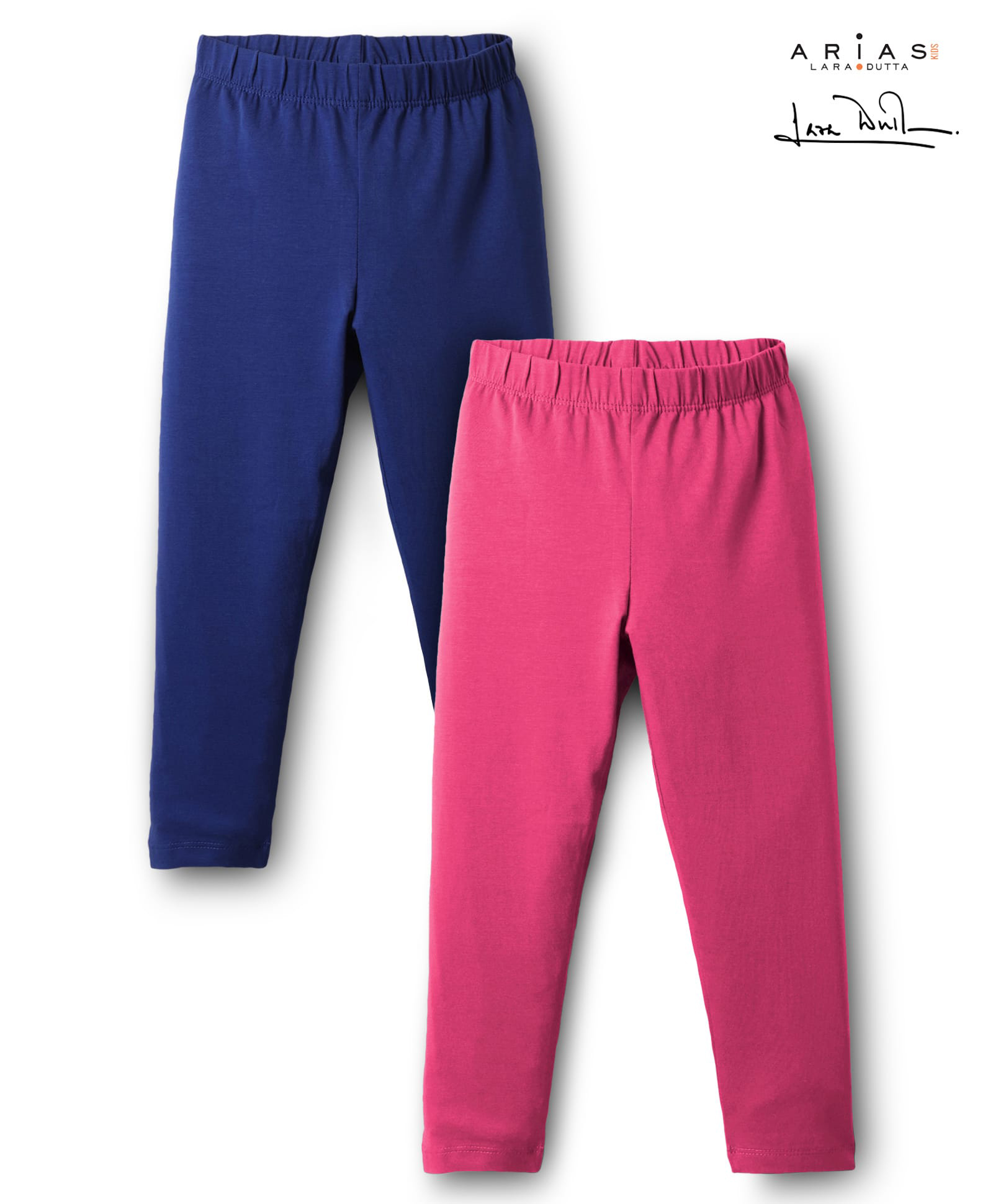 arias by lara dutta Arias Cotton Elastane Knit Full Length Solid Colour Leggings Pack of 2 - Fuschia & Navy-picture-14