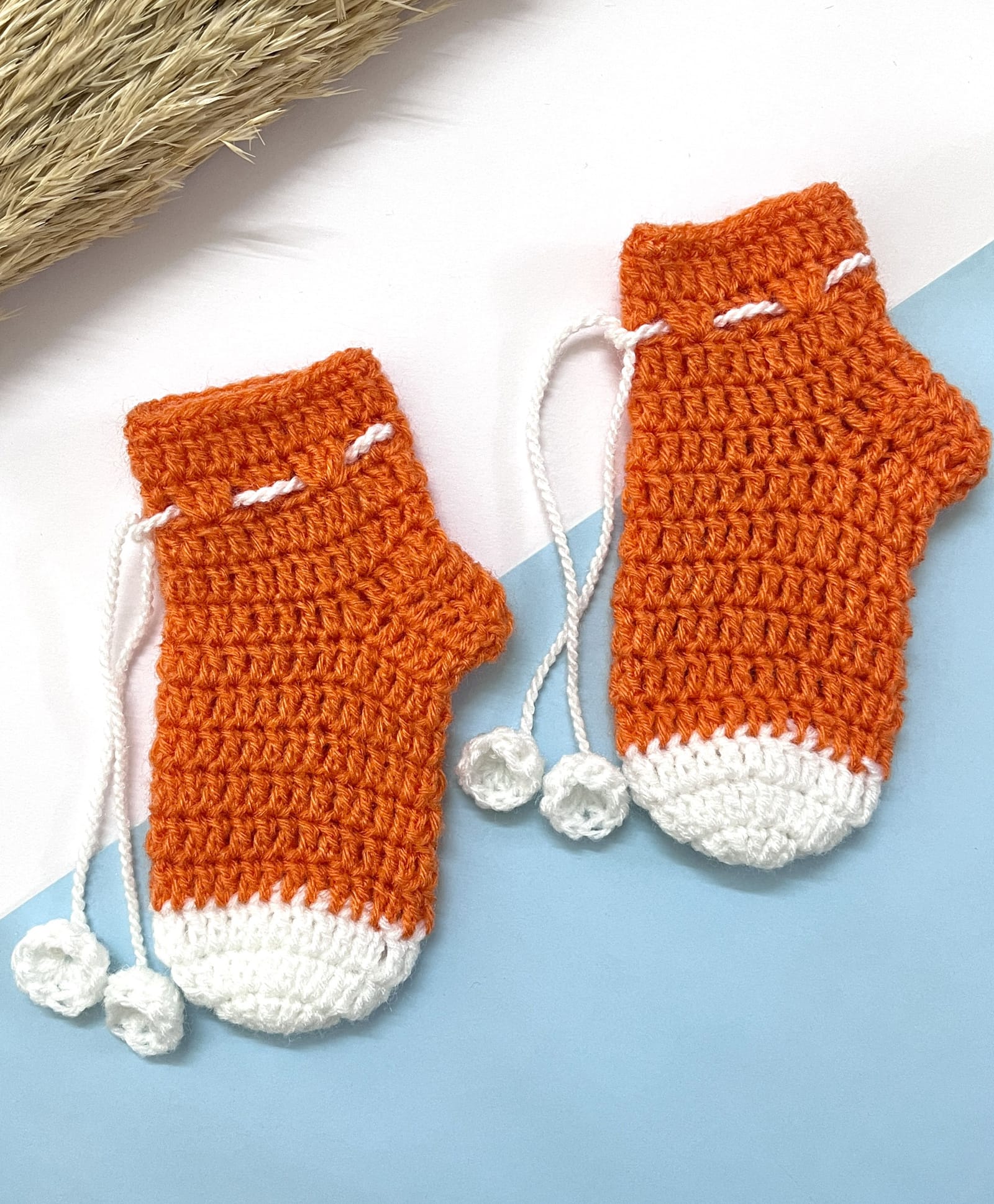 Little Peas Colour Blocked Handmade Crochet Socks - Orange & White-image-31