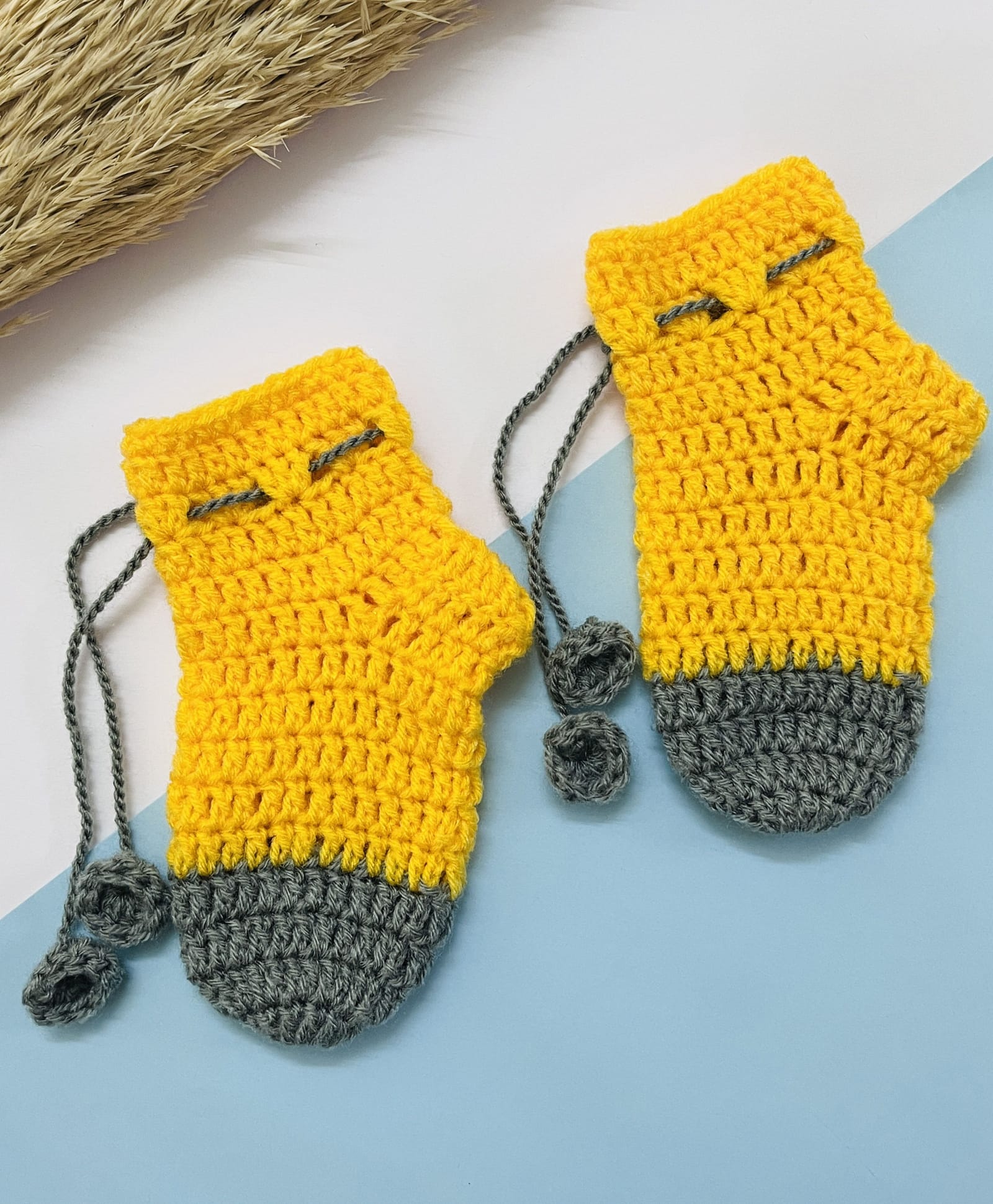 Little Peas Colour Blocked Handmade Crochet Socks - Yellow & Grey-image-45
