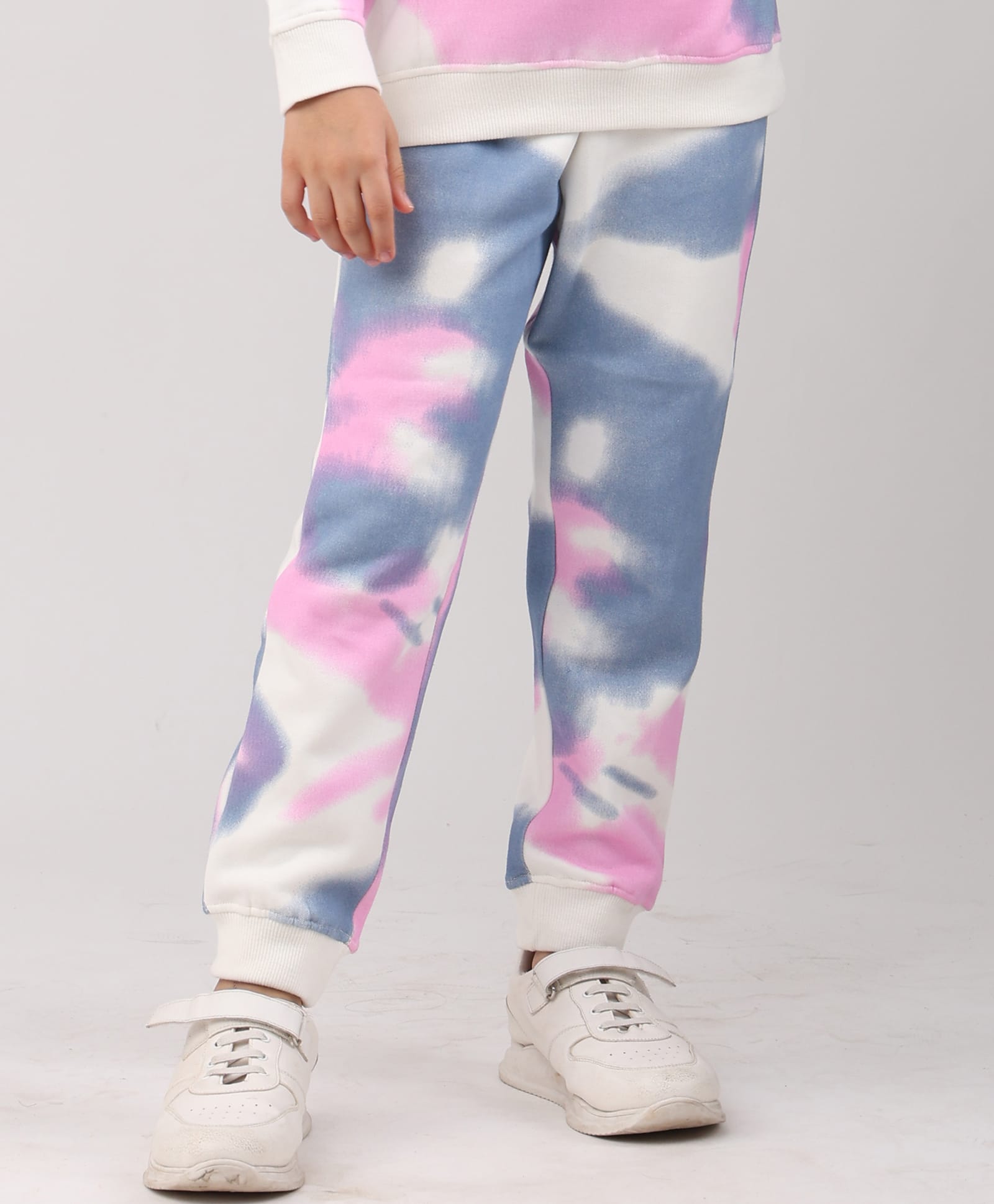 Anthrilo Fleece Knit Tie Dye Printed Winter Joggers - Pink-picture-19