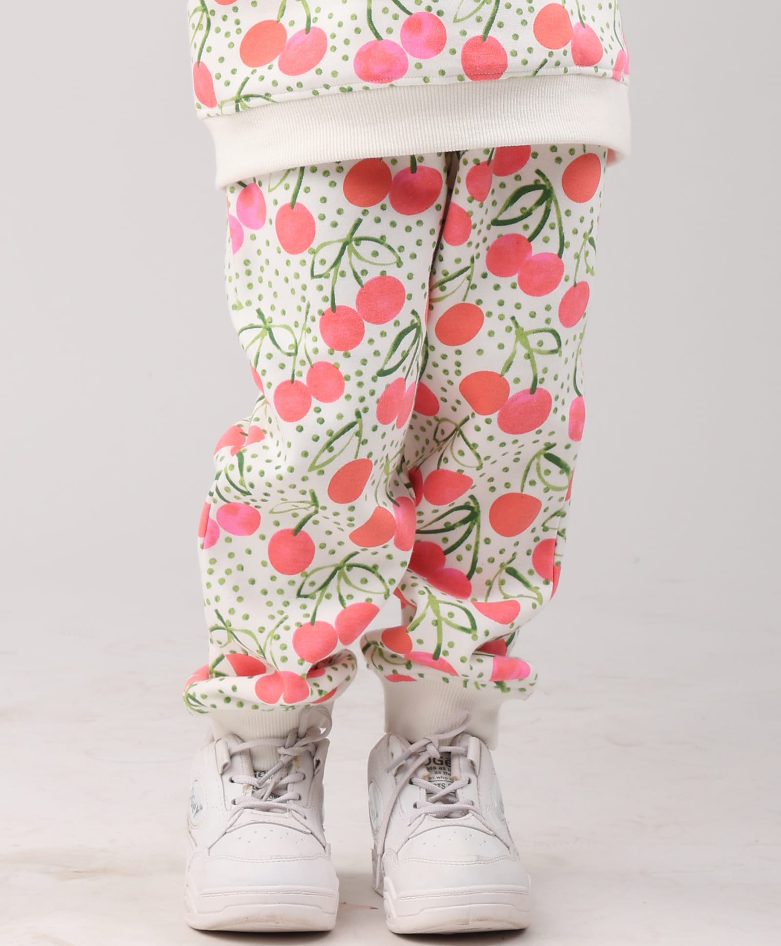 Anthrilo Fleece Knit Cherry Printed Joggers - Off White-picture-11