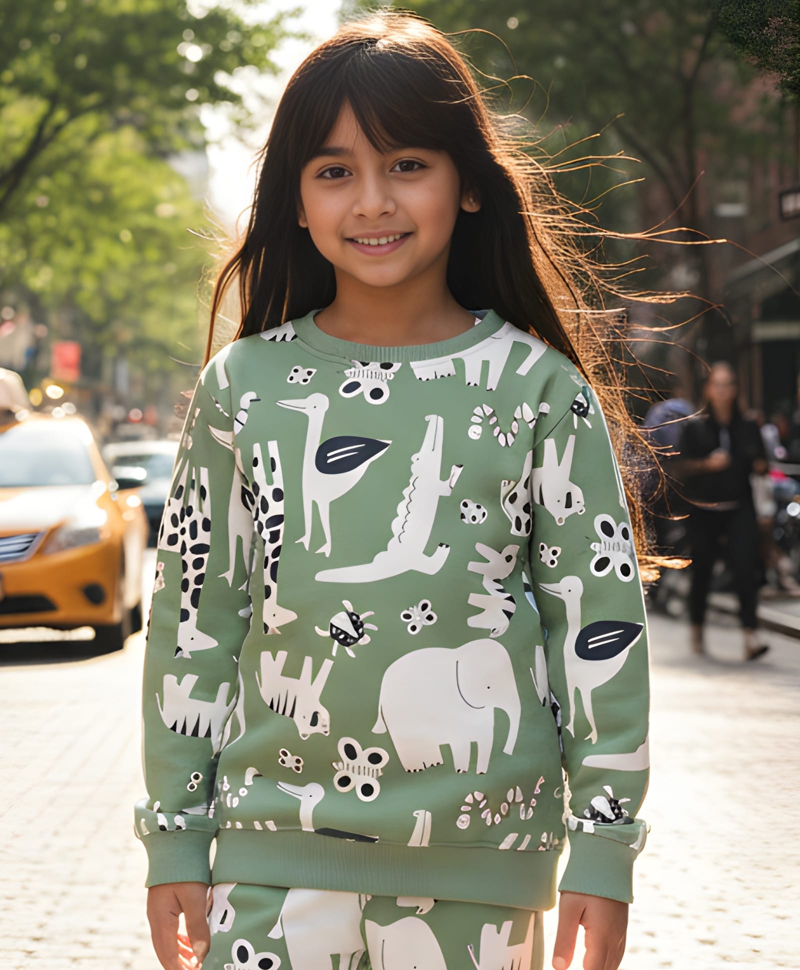 Anthrilo Fleece Knit Full Sleeves Animals Printed Light Winter Sweatshirt - Green-picture-27