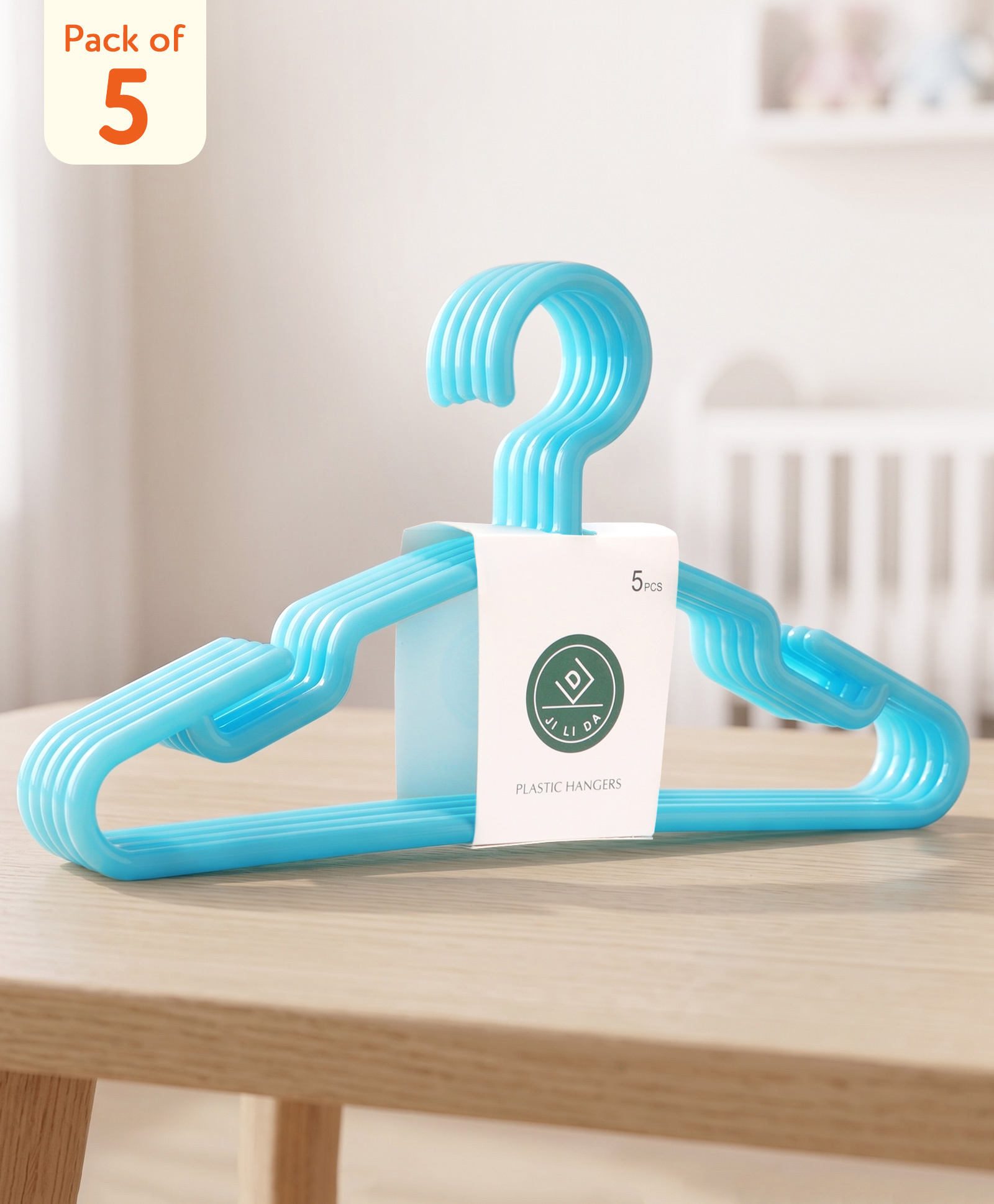 fnf Plastic Hangers for Newborn & Infant Clothes, Pack of 5 Blue| Lightweight Durable Closet & Drying Hangers-picture-25