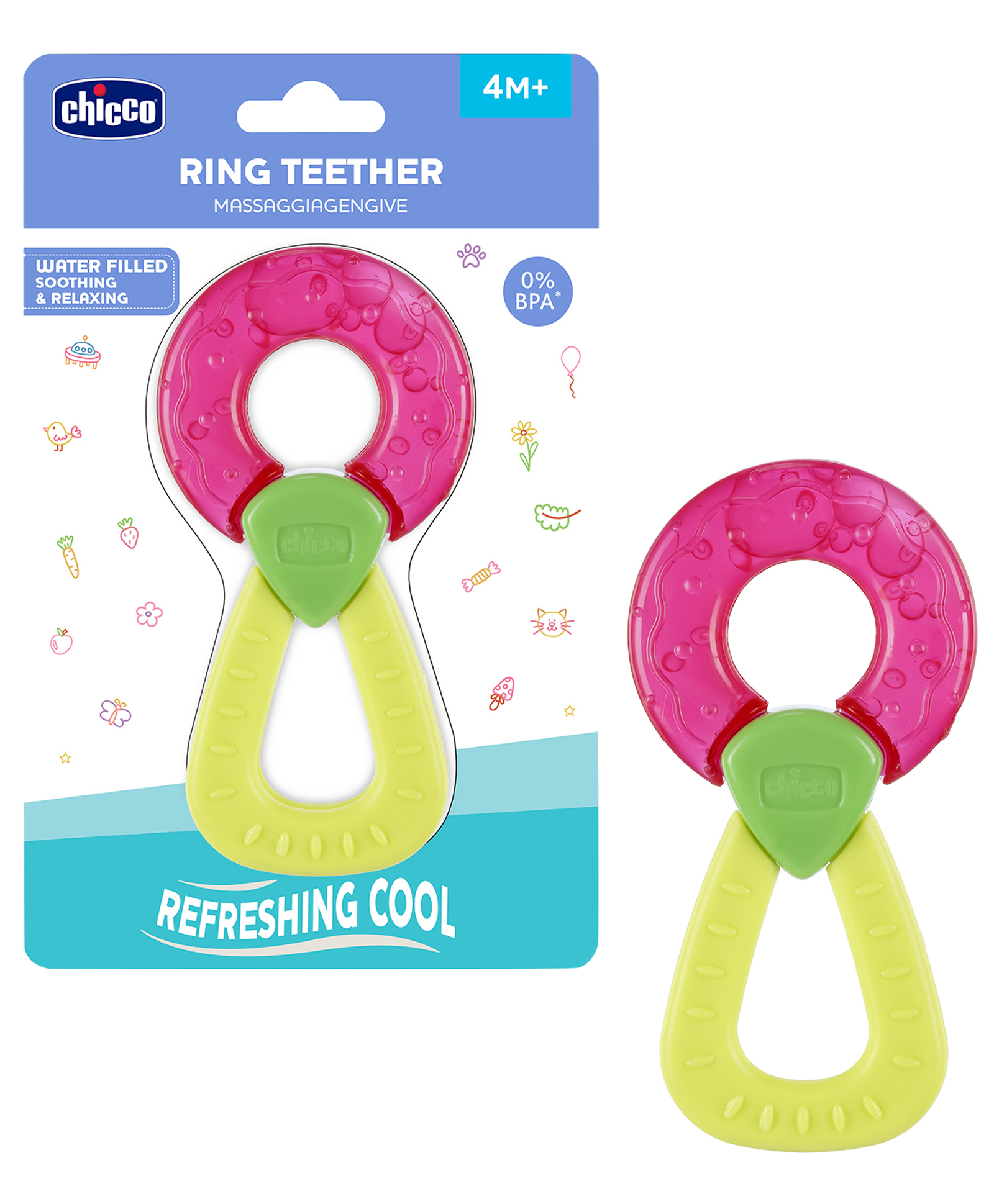 Chicco Teether Refreshing Ring Handle - Pink-picture-16