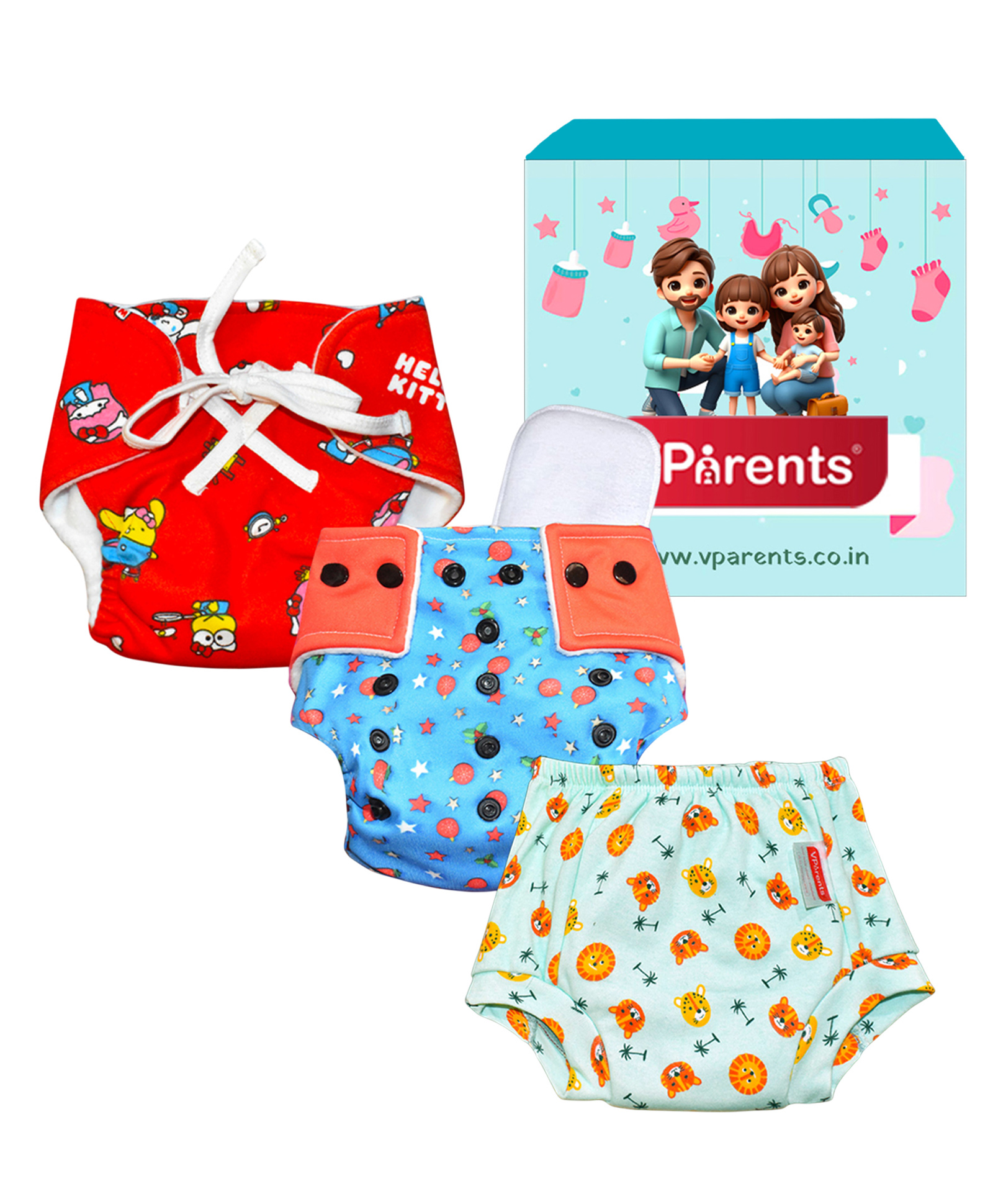 VParents 3 in 1 Padded Underwear Nappies and Cloth Diaper with Insert-picture-16