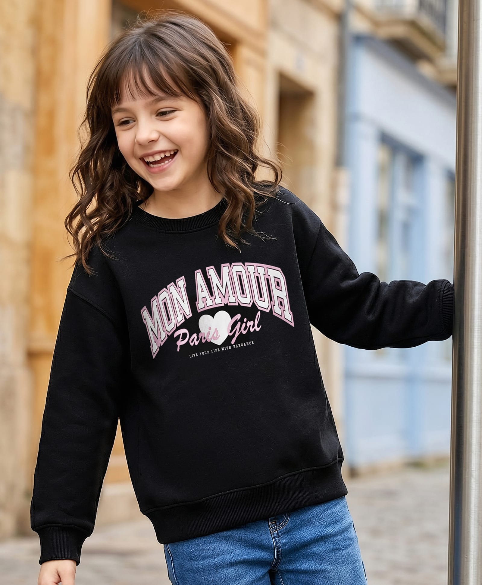 kookie kids india Kookie Kids Looper Knit Full Sleeves Sweatshirt With Text Print - Black-picture-20