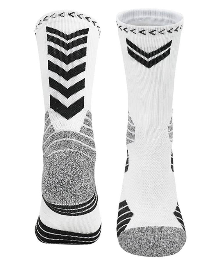Neska Moda Cotton Elastane Colour Blocked Geometric Designed Mid Calf Socks - White & Black-picture-13