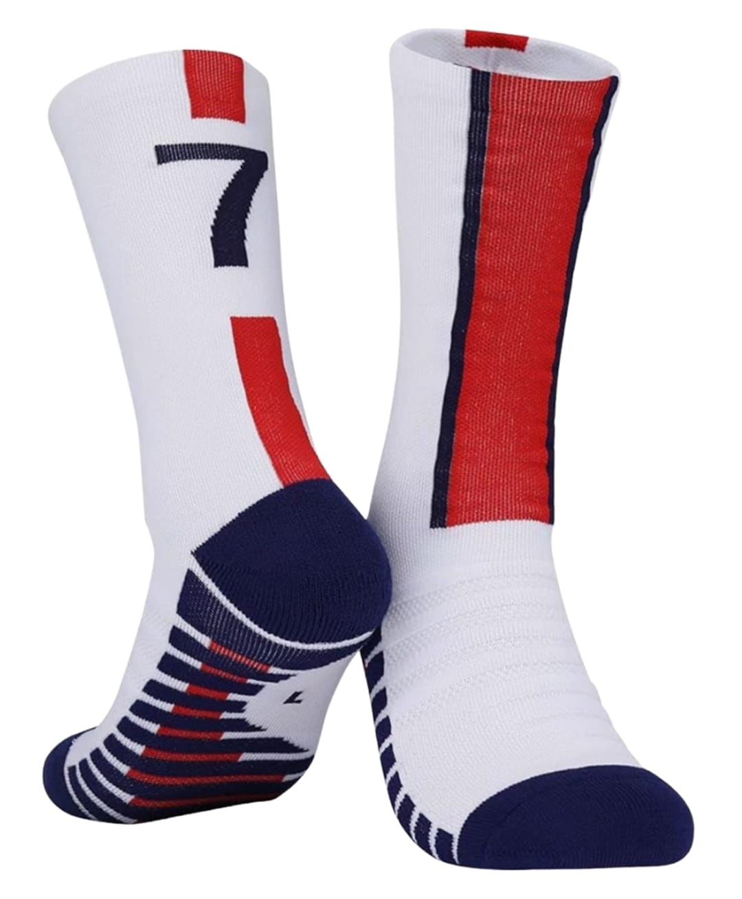 Neska Moda Cotton Elastane Colour Blocked Abstract Designed Mid Calf Socks - White & Red-picture-32