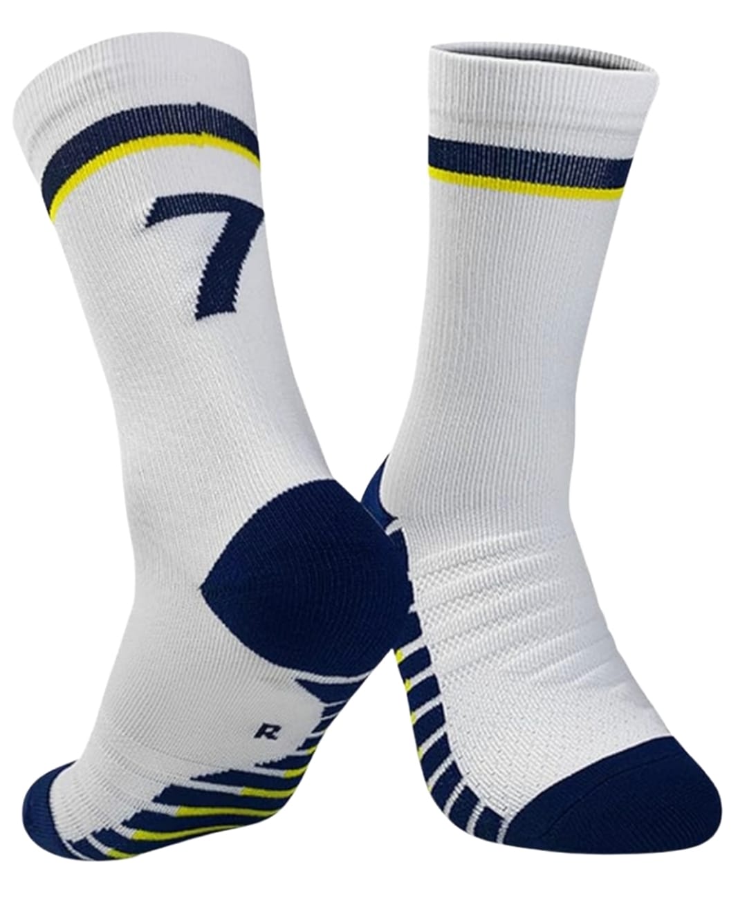 Neska Moda Cotton Elastane Colour Blocked Abstract Designed Mid Calf Socks - White & Blue-picture-14