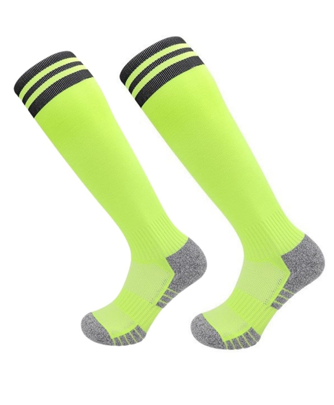 Neska Moda Cotton Elastane Colour Blocked Abstract Designed Striped Knee Socks - Green & Black-picture-27