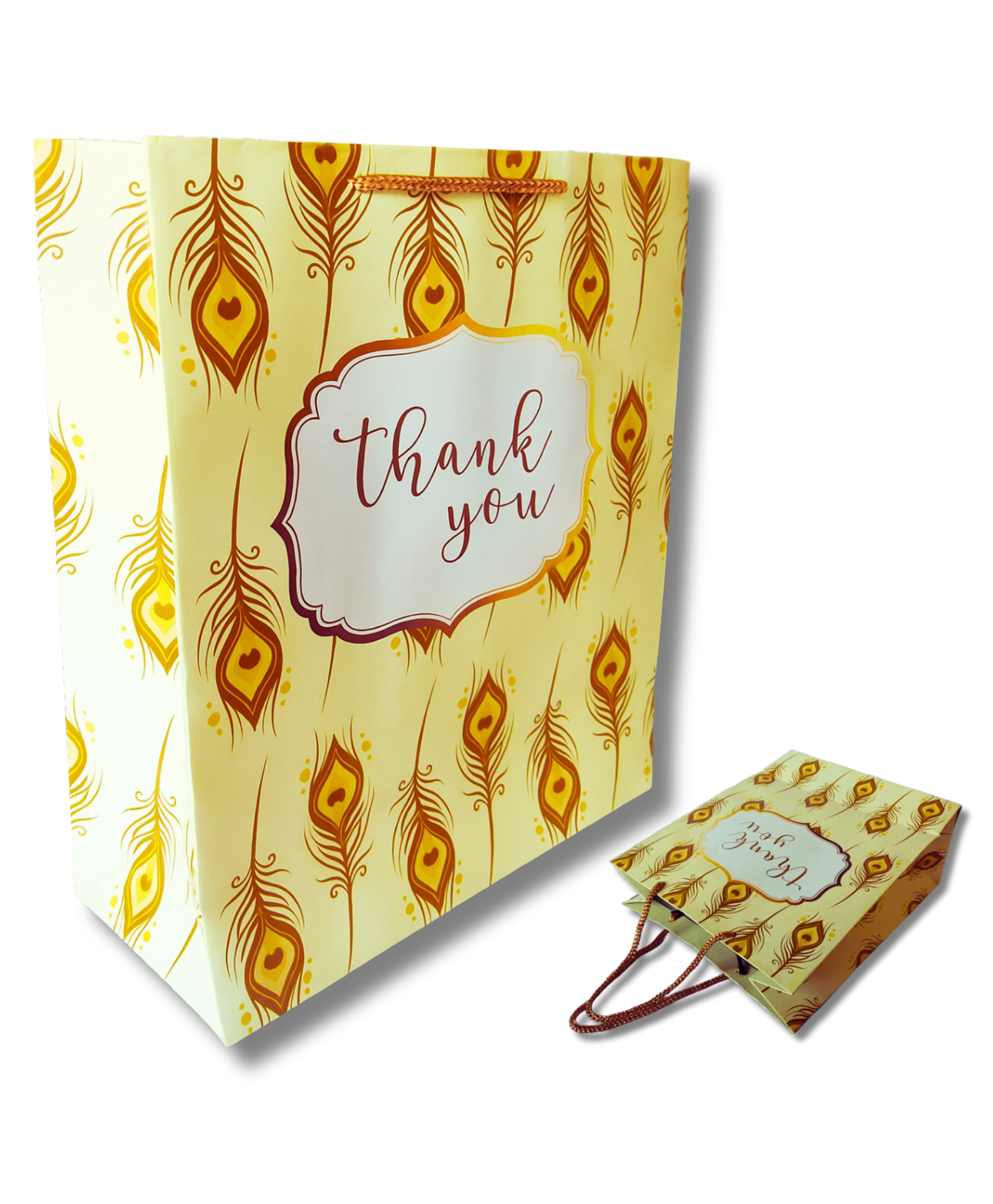 IncyWincy Feather Design Thank You Paper Gift Bags (Pack of 10) Birthday, Wedding, Diwali and Christmas Celebration Party Favors (25cm x 20cm x 10cm)-image-11