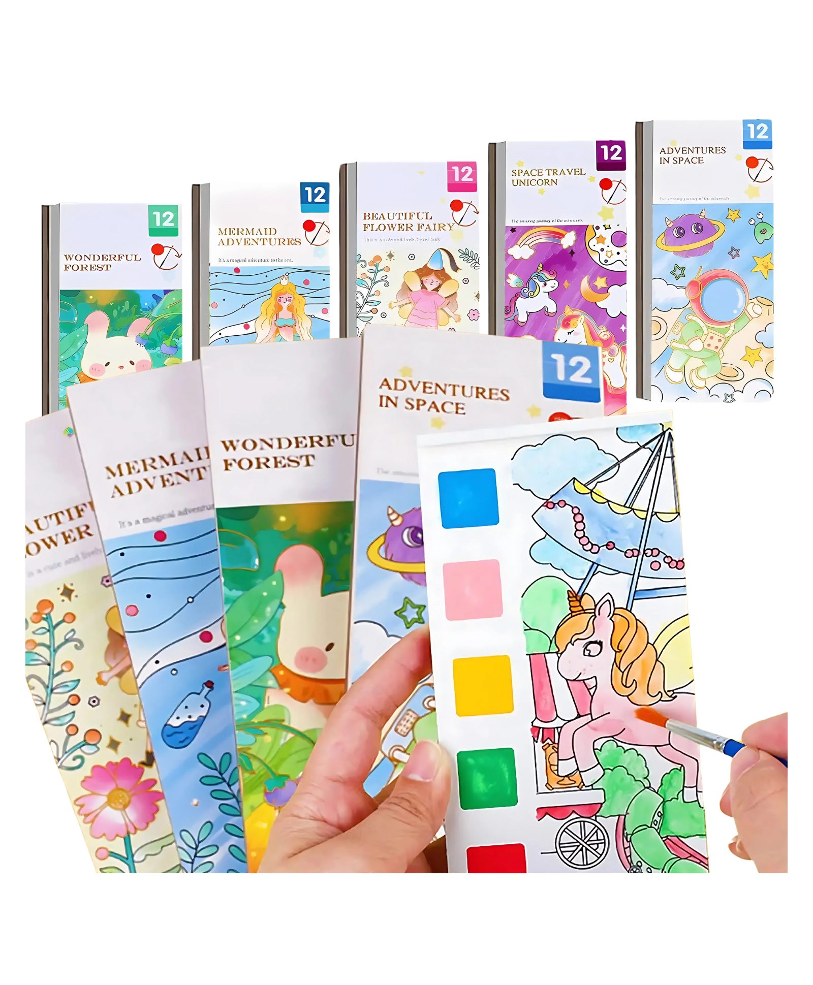 IncyWincy DIY Travel Colouring Book Set for Kids (Pack of 10) 12-Page Painting Book with Brush, Assorted Designs, Return Gift & Activity Kit (19cm x 8cm)-image-26