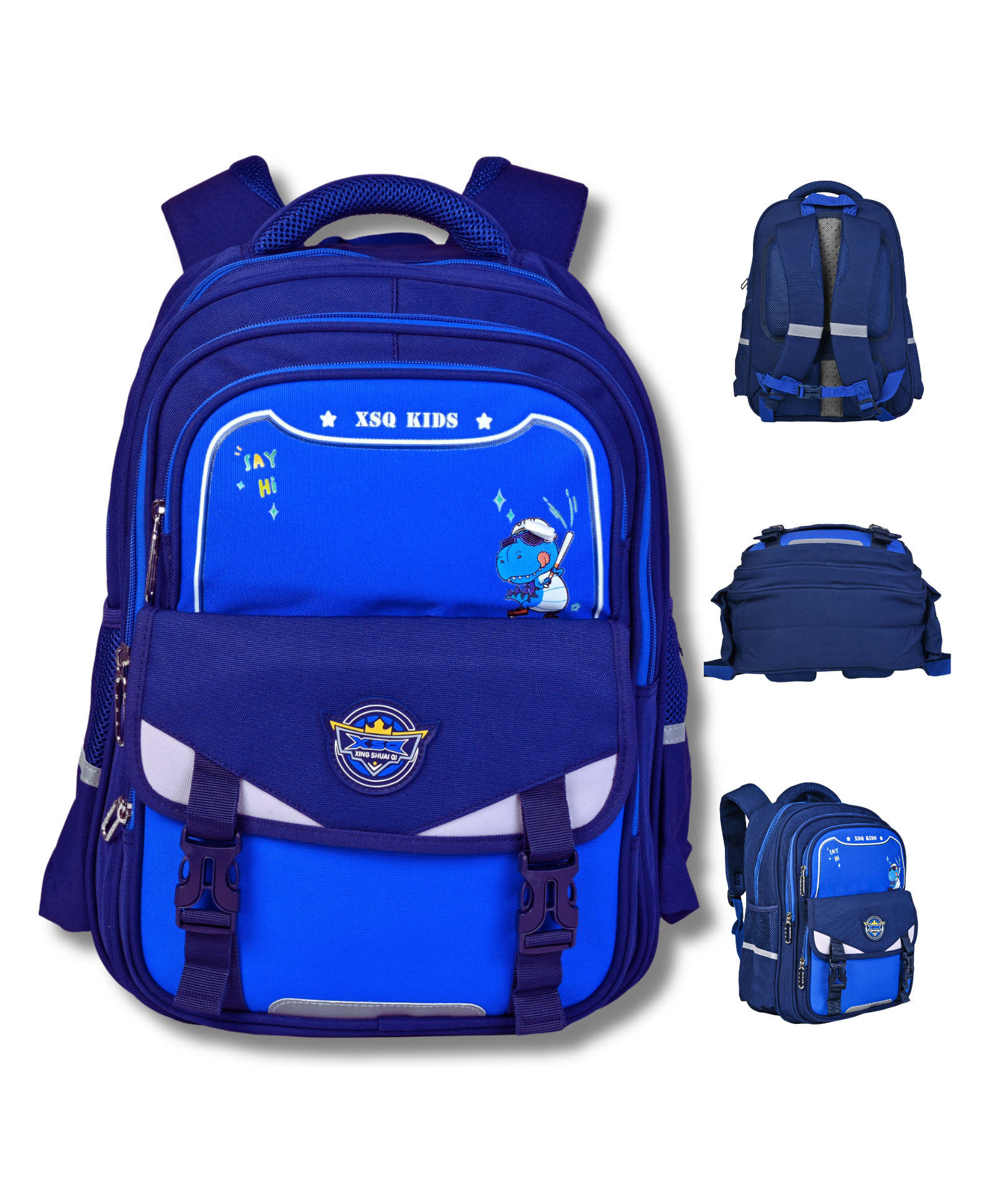 IncyWincy Dinosaur Theme School Bag for Kids (Pack of 1) Durable 4 Zipper Compartment Backpack for Boys - Height 16.5 Inches-image-46
