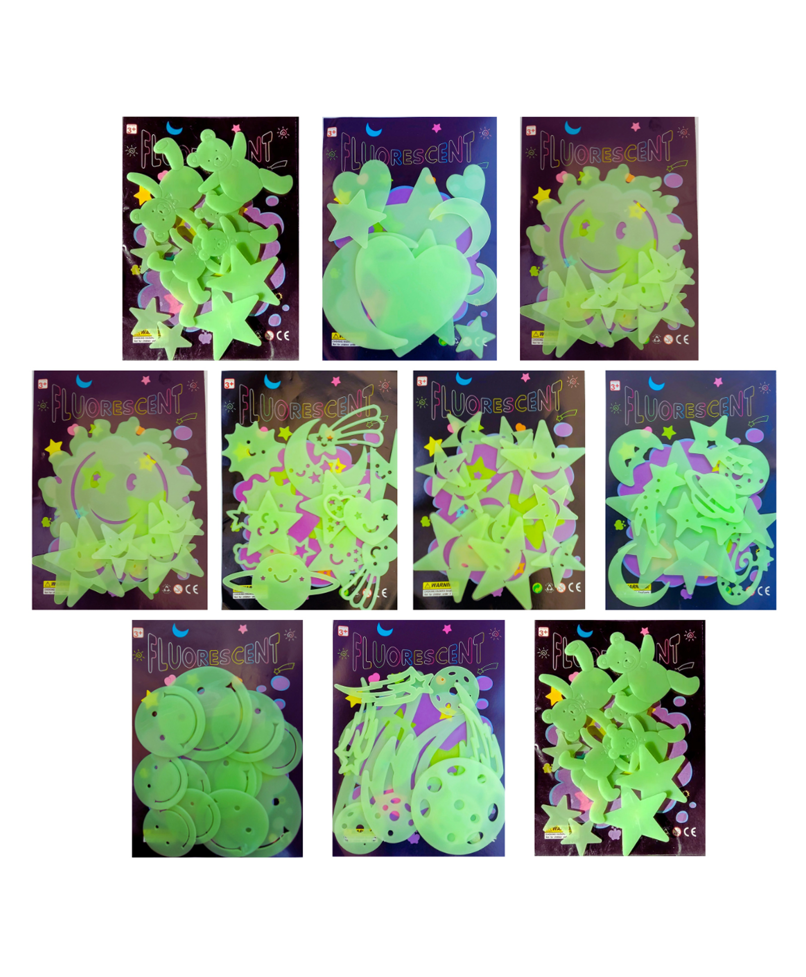 IncyWincy Glow-in-the-Dark Radium Stickers for Kids Neon Luminous Night Glow Decor & Birthday Return Gifts (Set of 10 Packs)-picture-20