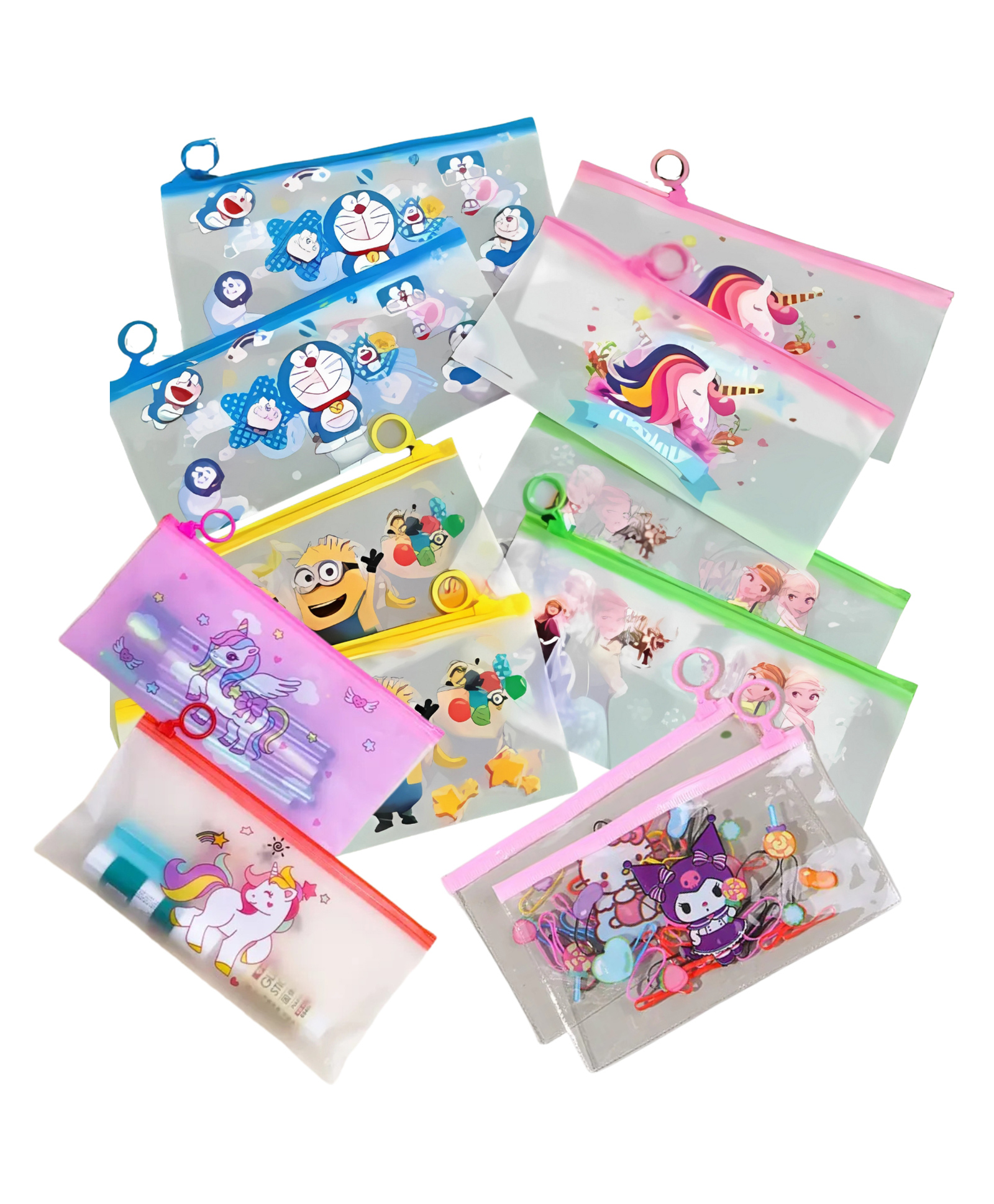 IncyWincy Cartoon Transparent Pencil Pouch for Kids Clear PVC Waterproof Zipper Stationery & Travel Organizer (Pack of 12)-picture-22