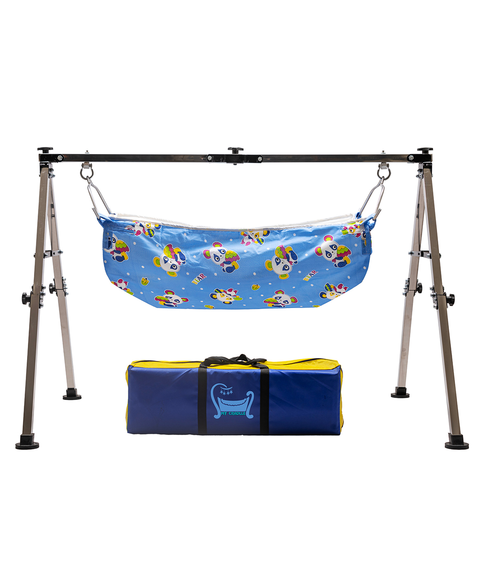 MY CRADLLE Baby Boy's and Girl's Full Folding Swing Baby Cradle Ghodiyu with Net, Square Steel, Stainless Steel (Cloth Colour May Vary) (SquarePipe) (NRI-MYCRADLLE)-picture-25
