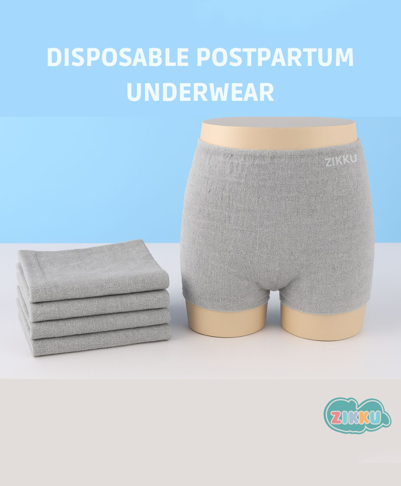 Zikku Pack of 4 Solid Disposable Postpartum Maternity Panties - Grey
