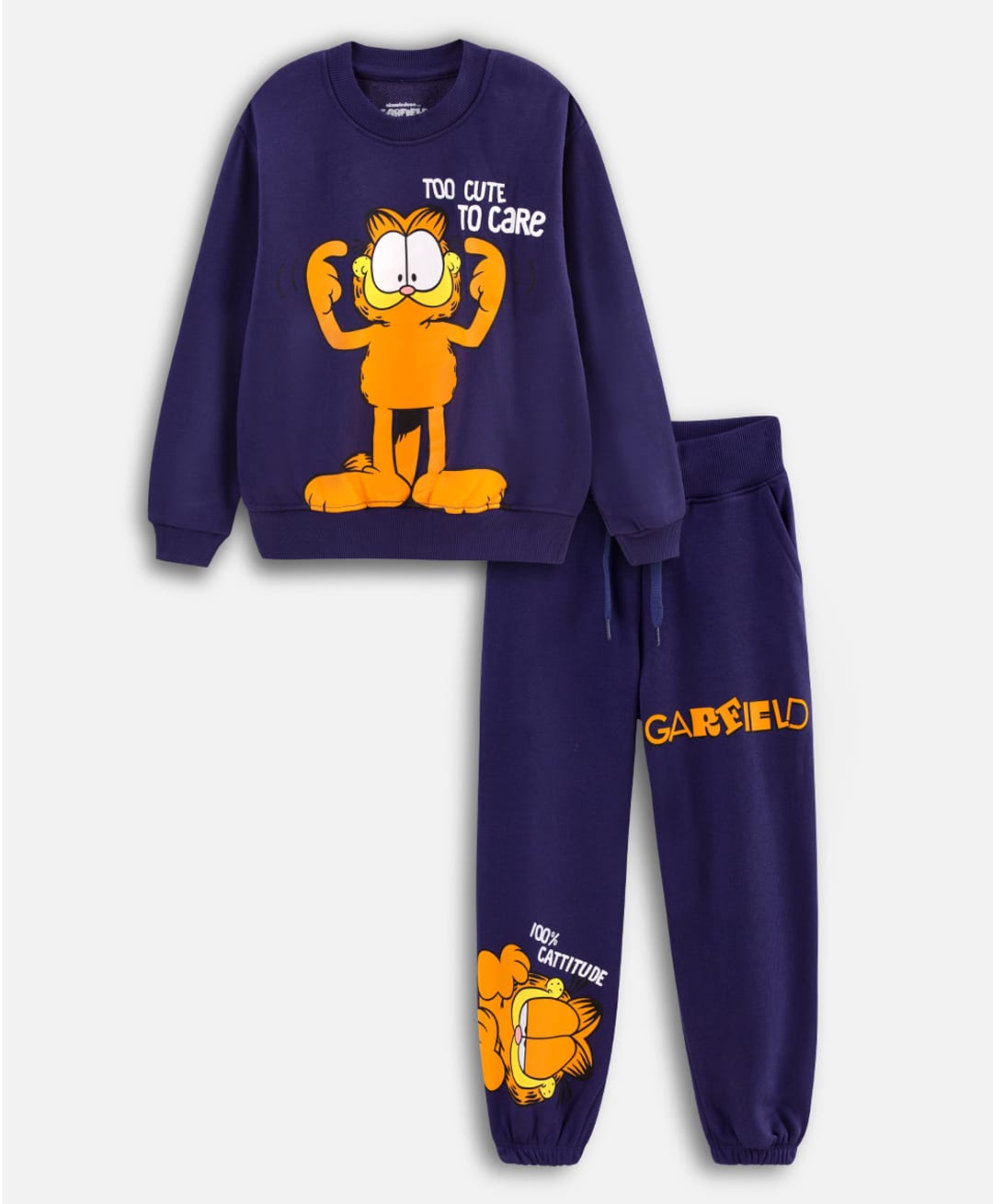 Nap Chief Cotton Knit Full Sleeves Garfield Featuring Character Printed Light Winter Sweatshirt & Joggers Set - Skipper Blue-picture-28