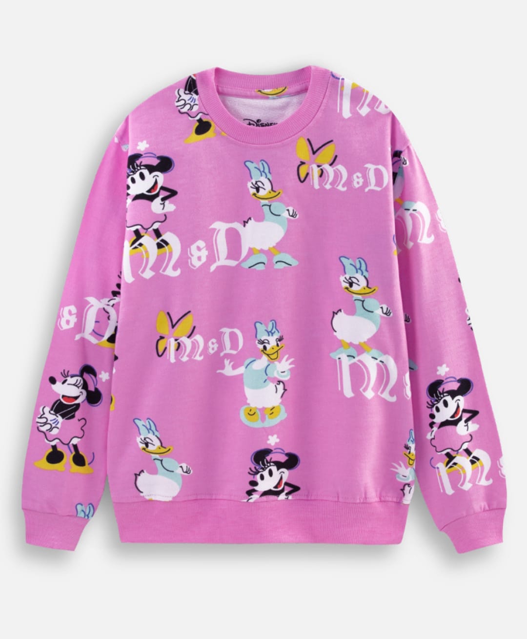 Nap Chief Cotton Knit Mickey & Friends Featuring Full Sleeves Characters Printed Light Winter Sweatshirt - Pink-picture-32