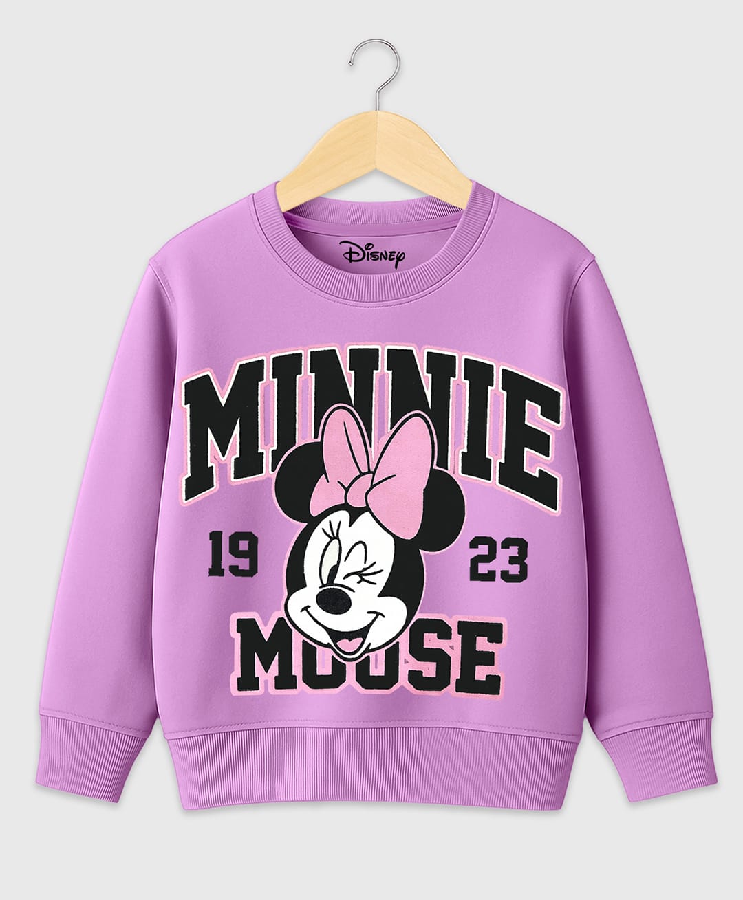 KUCHIPOO Fleece Knit Disney Featuring Full Sleeves Minnie Mouse Printed Sweatshirt - Lilac-image-14