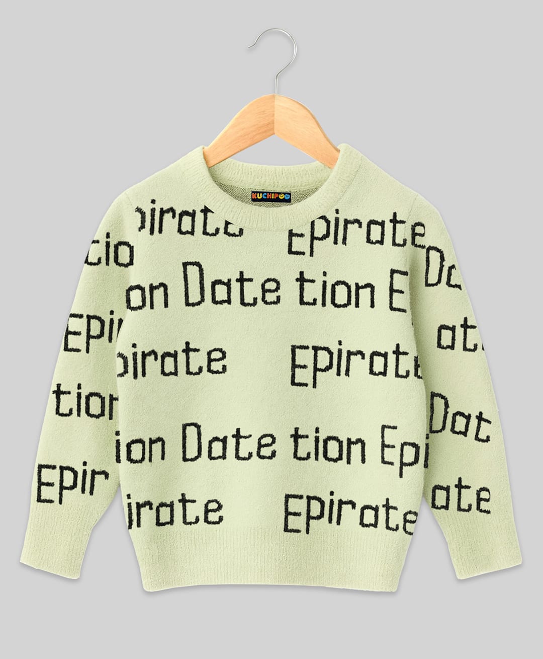 KUCHIPOO Fleece Knit Full Sleeves Typography Printed Sweatshirt - Grey & Black-picture-30