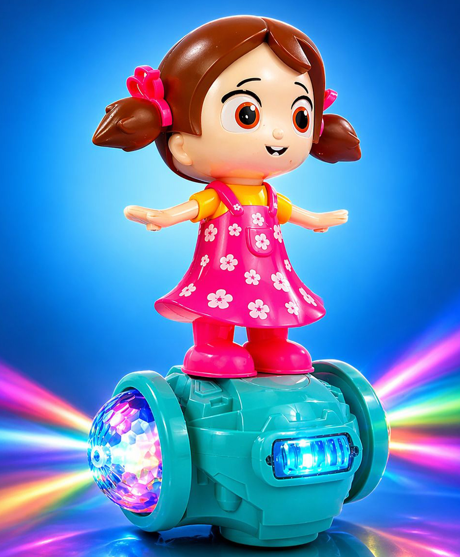 NHR Musical Dancing Doll Girl Toy for Kids 3+ Years 360° Rotating 5D Flashing Lights & Sound toy, Bump n Go Action, Educational Musical Toy for Boys & Girls, Battery Operated Birthday Gift-image-18