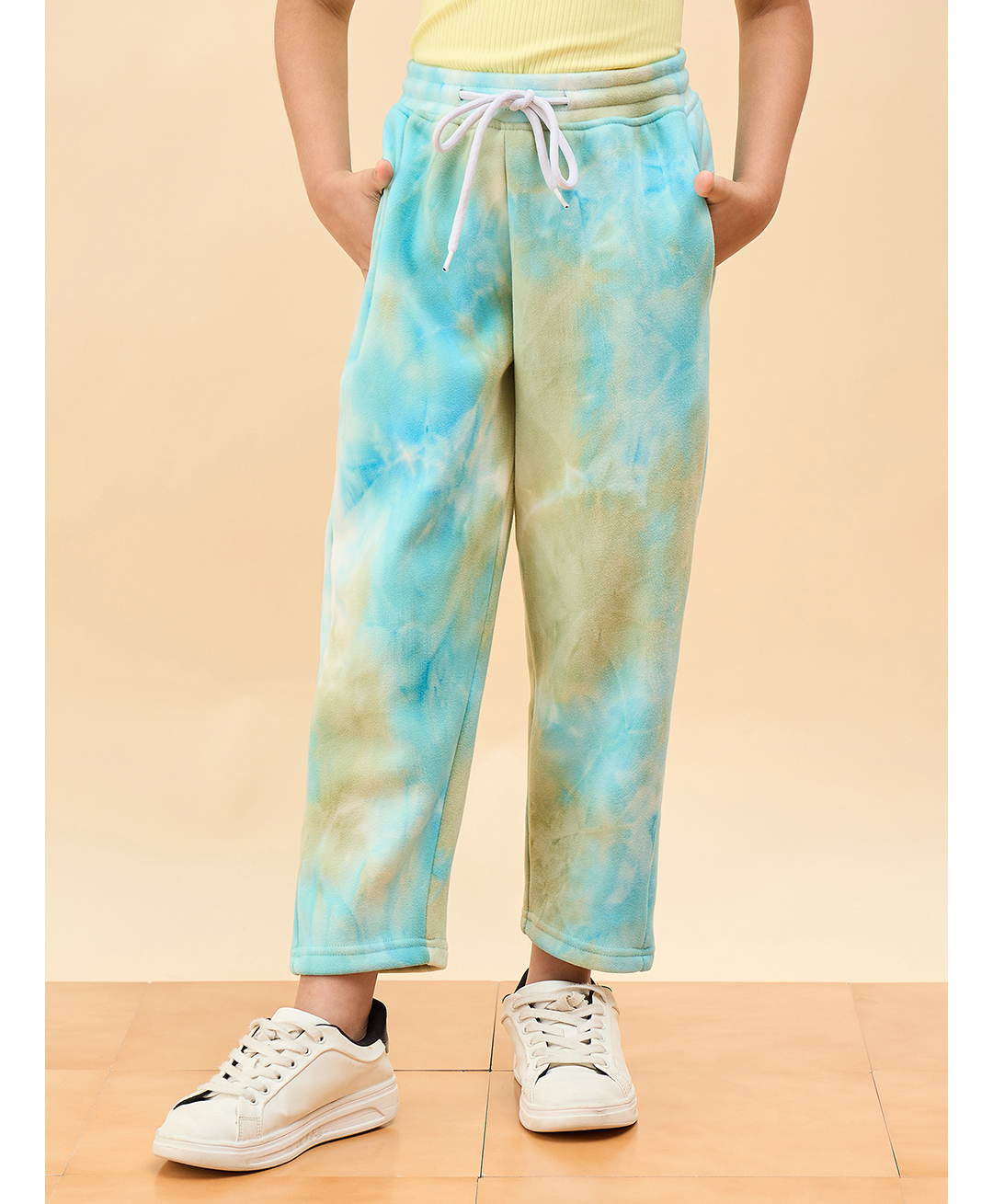 StyloBug Fleece Knit Tie & Dye Winter Track Pants - Green-picture-5