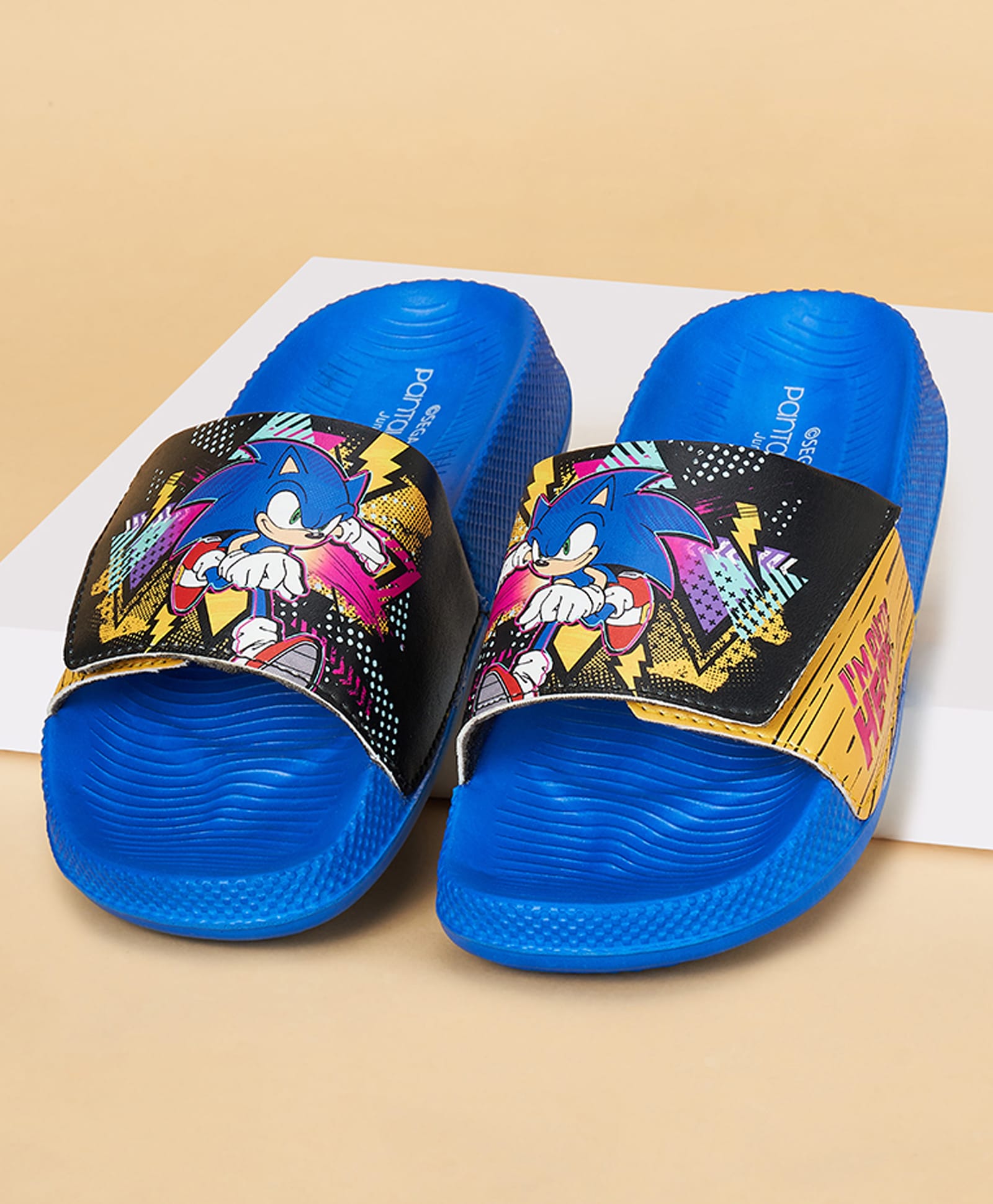 Pantaloons Junior Sonic Featuring Character Printed Flip Flops - Blue-image-6