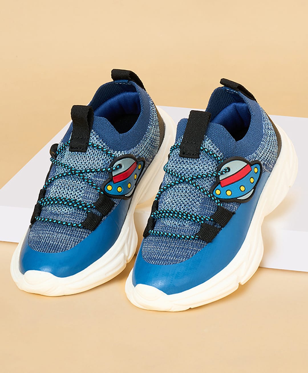 Pantaloons Junior Colour Blocked Ufo Applique Detailed Slip On Shoes - Navy Blue-picture-37