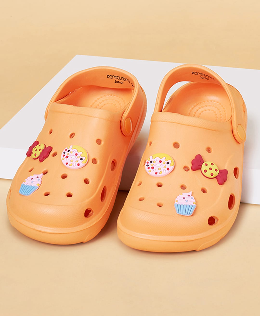 Pantaloons Junior Ice Cream & Candy Applique Detailed Perforated Slingback Clogs - Orange-picture-33
