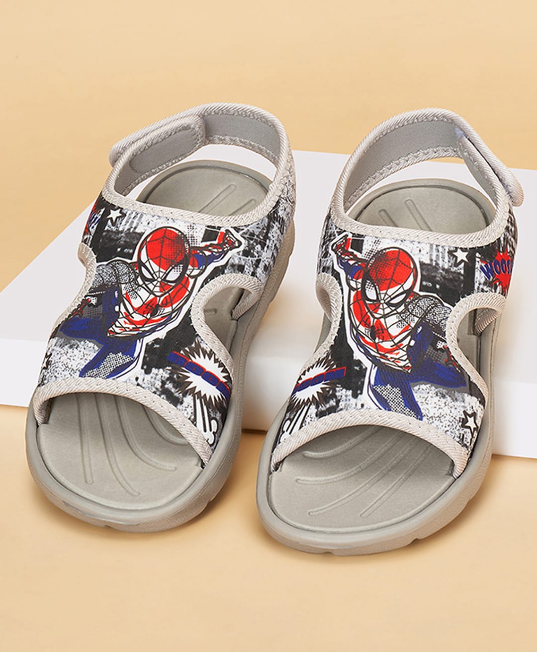 Pantaloons Junior Marvel Featuring Spider Man Designed Velcro Closure Sandals - Grey-picture-16