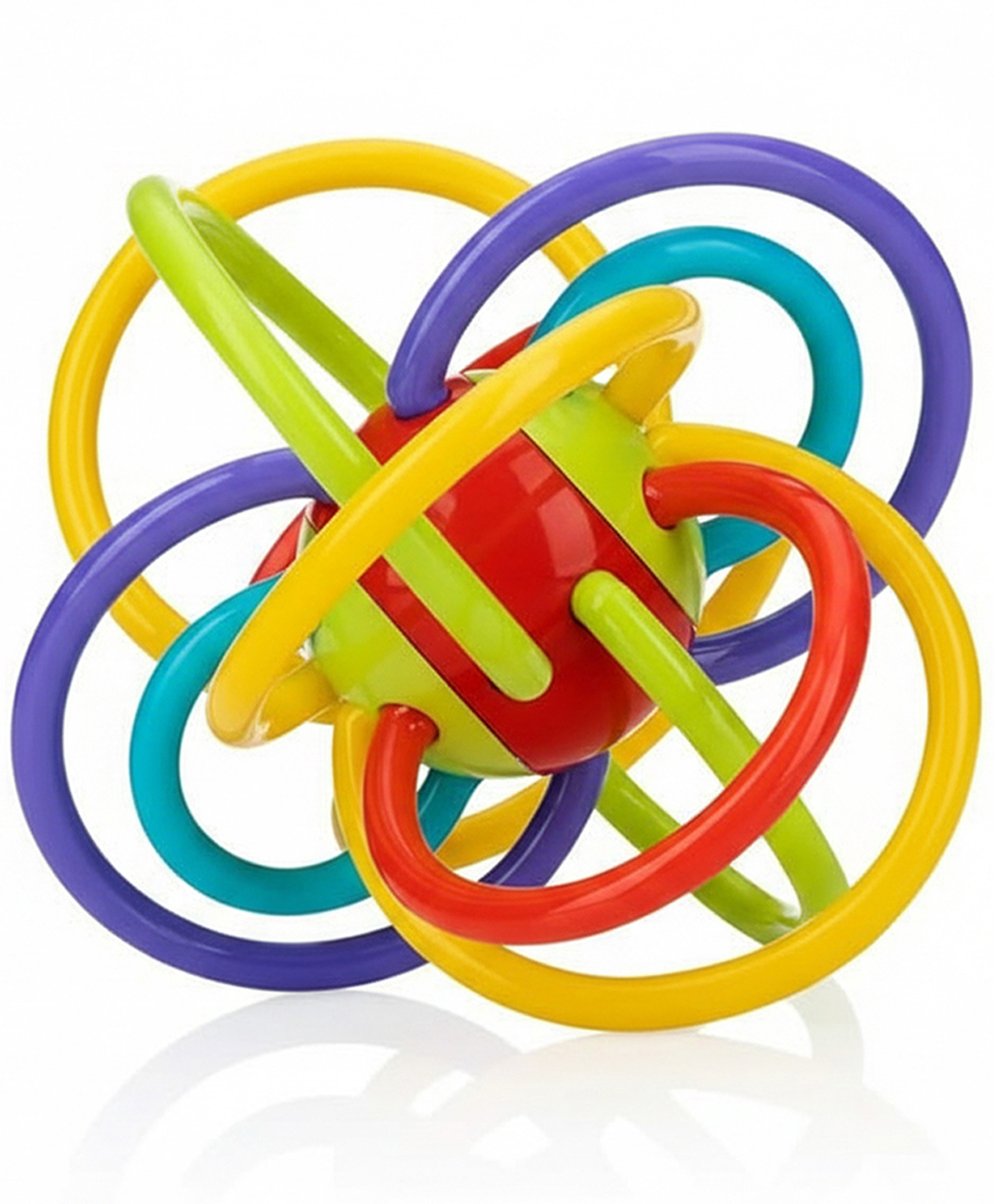 StarAndDaisy Baby Teether Tube Ball Loop Toy and Rattle, Grab, Chew, and Shake Teething Rattle Toy with Plastic Center for Easy Cleaning and No Exposed Screws, Infant Safe for 0+ Months-image-9