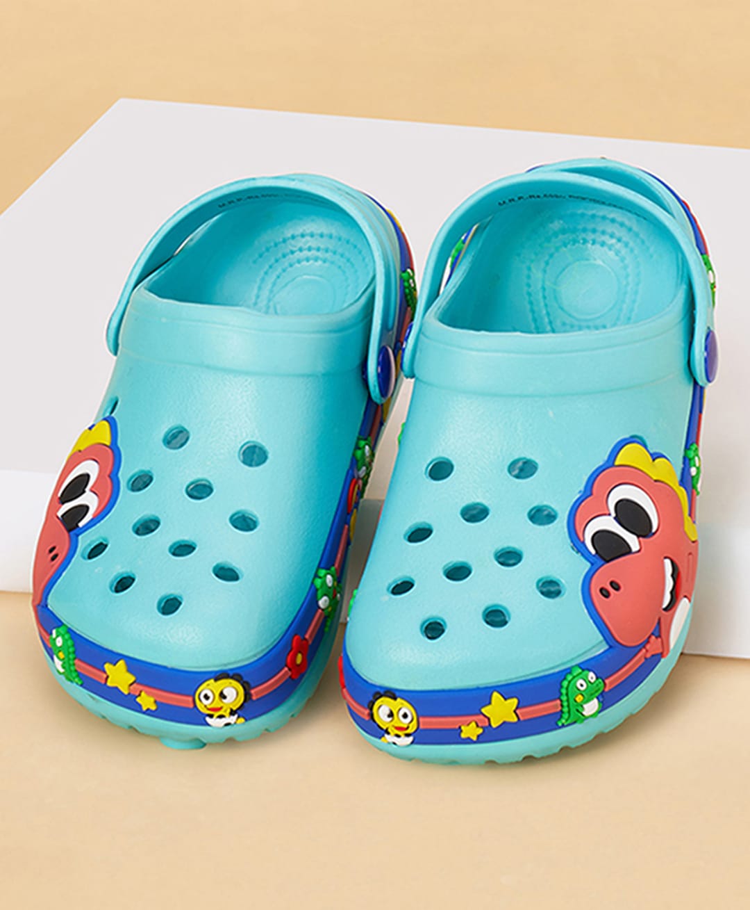 Pantaloons Junior Dinosaurs Applique Detailed Back Strap Closure Clogs - Aqua Blue-image-49