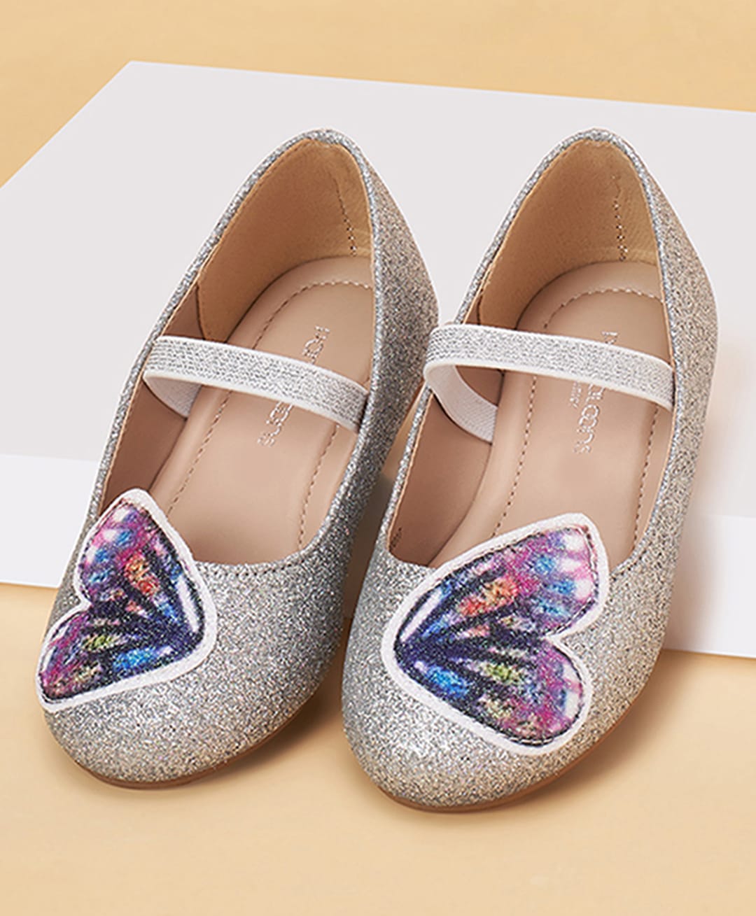 Pantaloons Junior Butterfly Applique Glitter Detailed Slip On Ballerinas - Silver-image-44