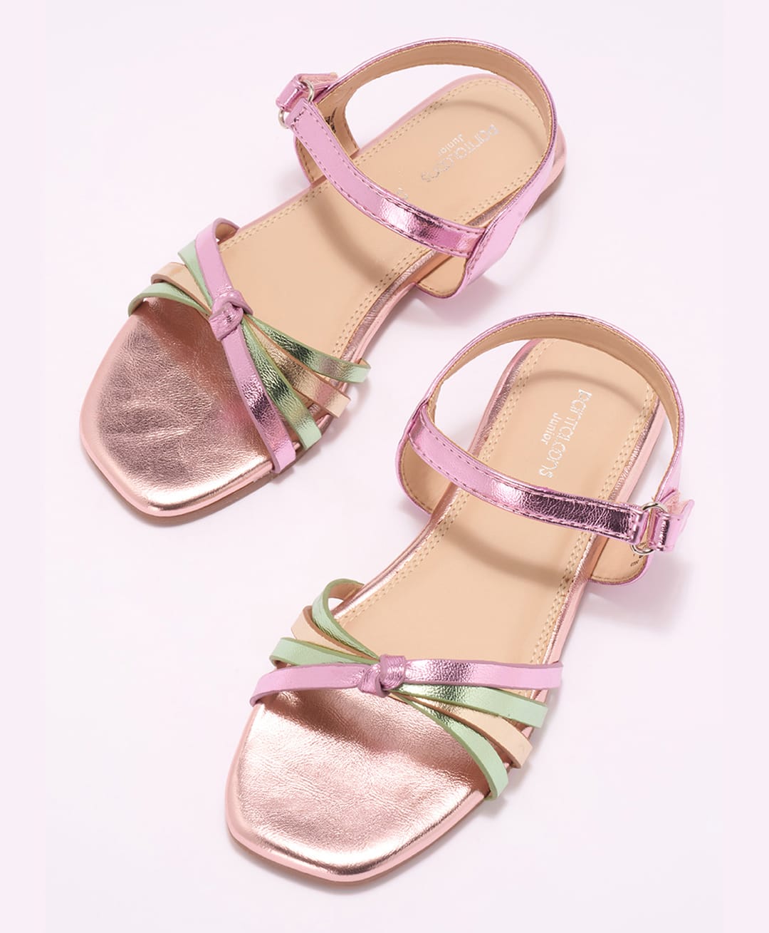 Pantaloons Junior Metallic Velcro Closure Sandals - Multi Colour-image-3