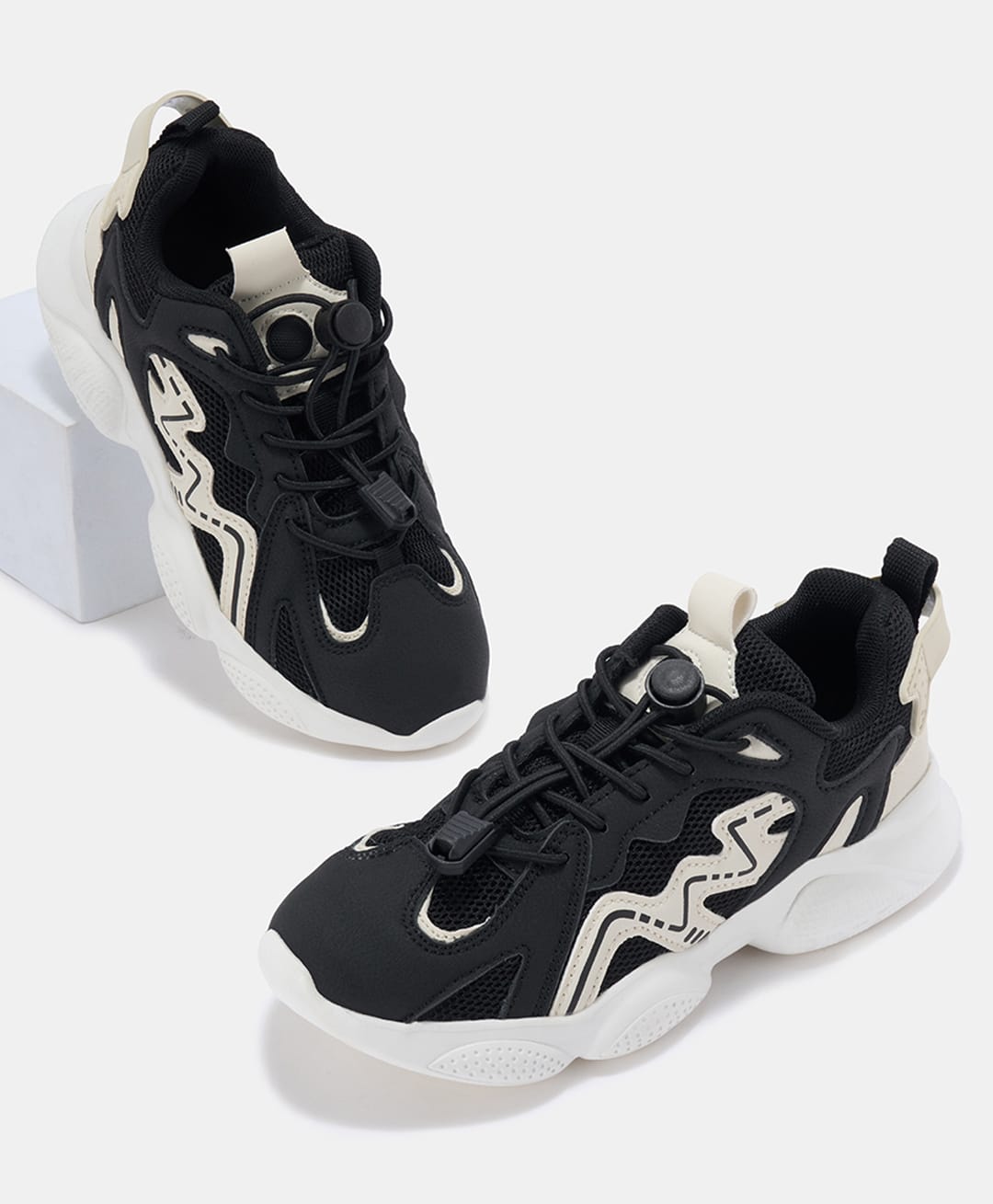 Pantaloons Junior Colour Blocked Lace Up Shoes - Black-image-43