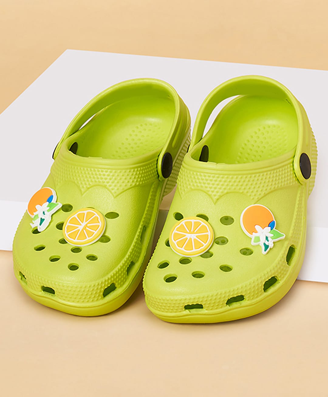 Pantaloons Junior Orange Applique Detailed Slingback Clogs - Limegreen-picture-13