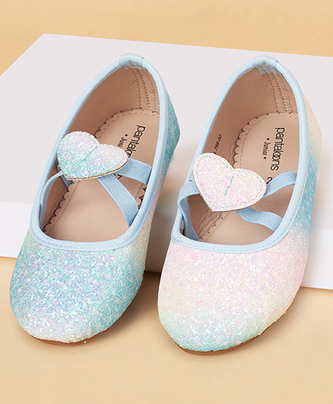 Pantaloons Junior Glitter Embellished Heart Applique Detailed Ballerinas - Multi Colour-picture-11