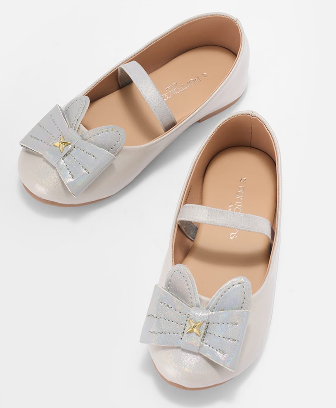 Pantaloons Junior Bow Applique Detailed Mary Jane Ballerinas - Peach-picture-22