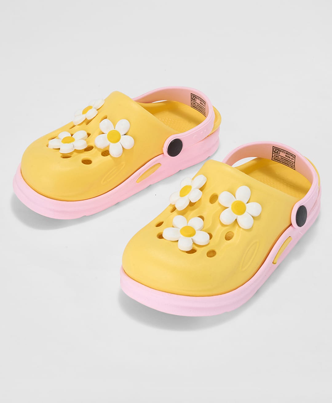Pantaloons Junior Floral Applique Detailed Perforated Skingback Clogs - Yellow-picture-38