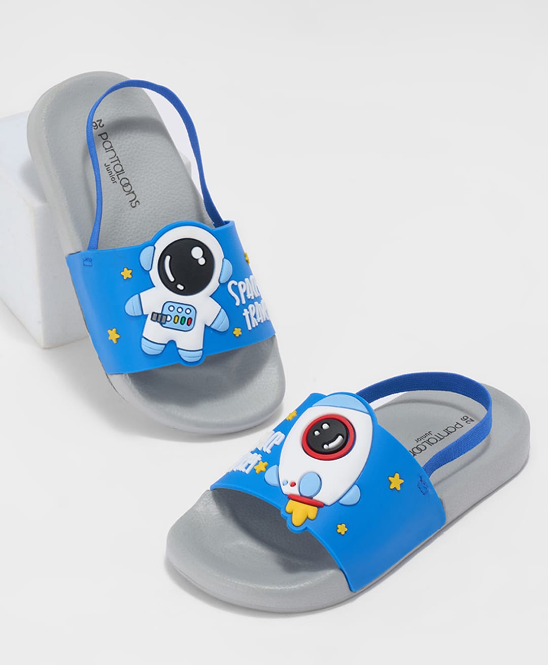 Pantaloons Junior Astronaut & Rocket Applique Flip Flops - Blue-image-40