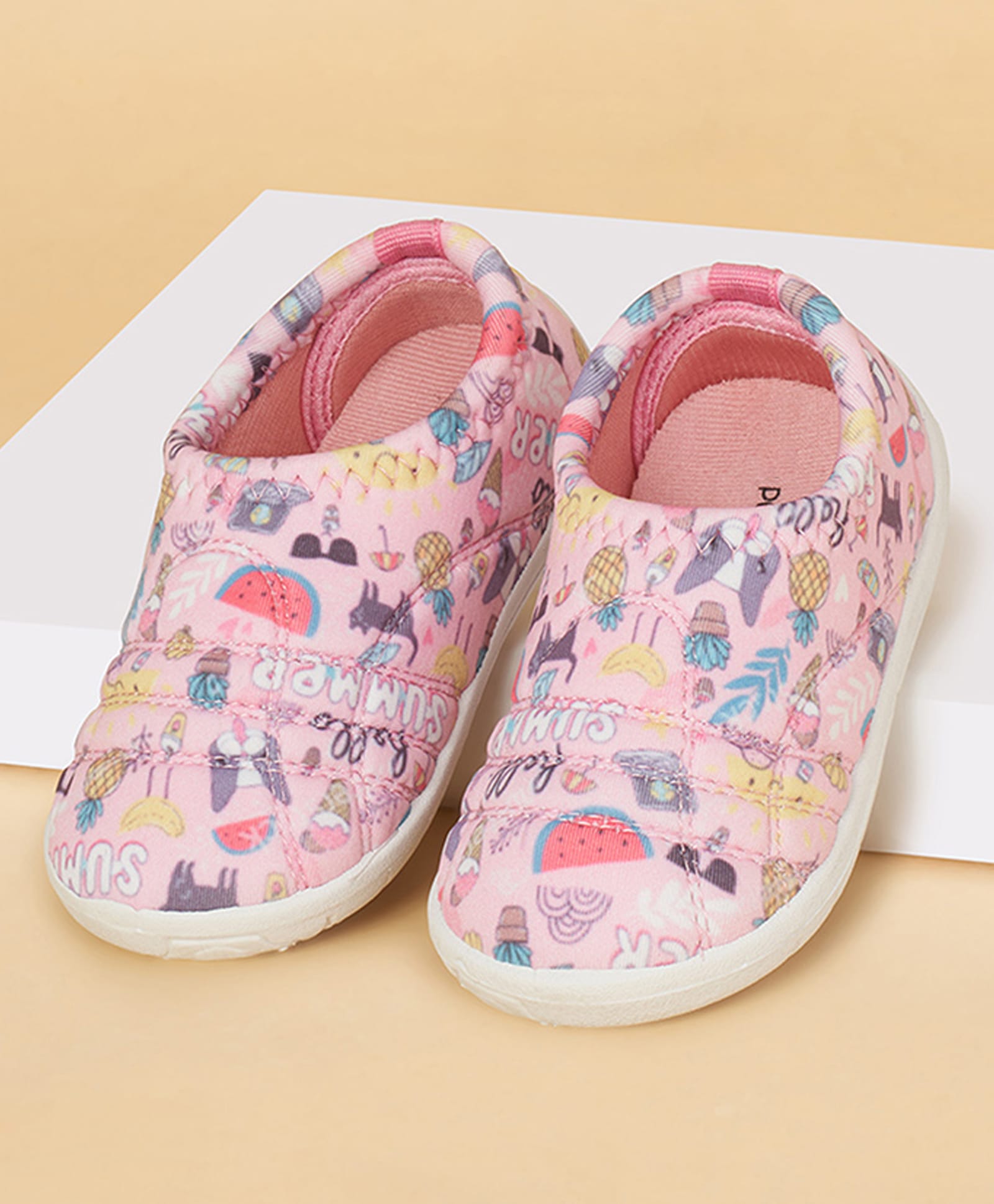 Pantaloons Baby Animals & Fruits Printed Slip On Shoes - Pink-image-49