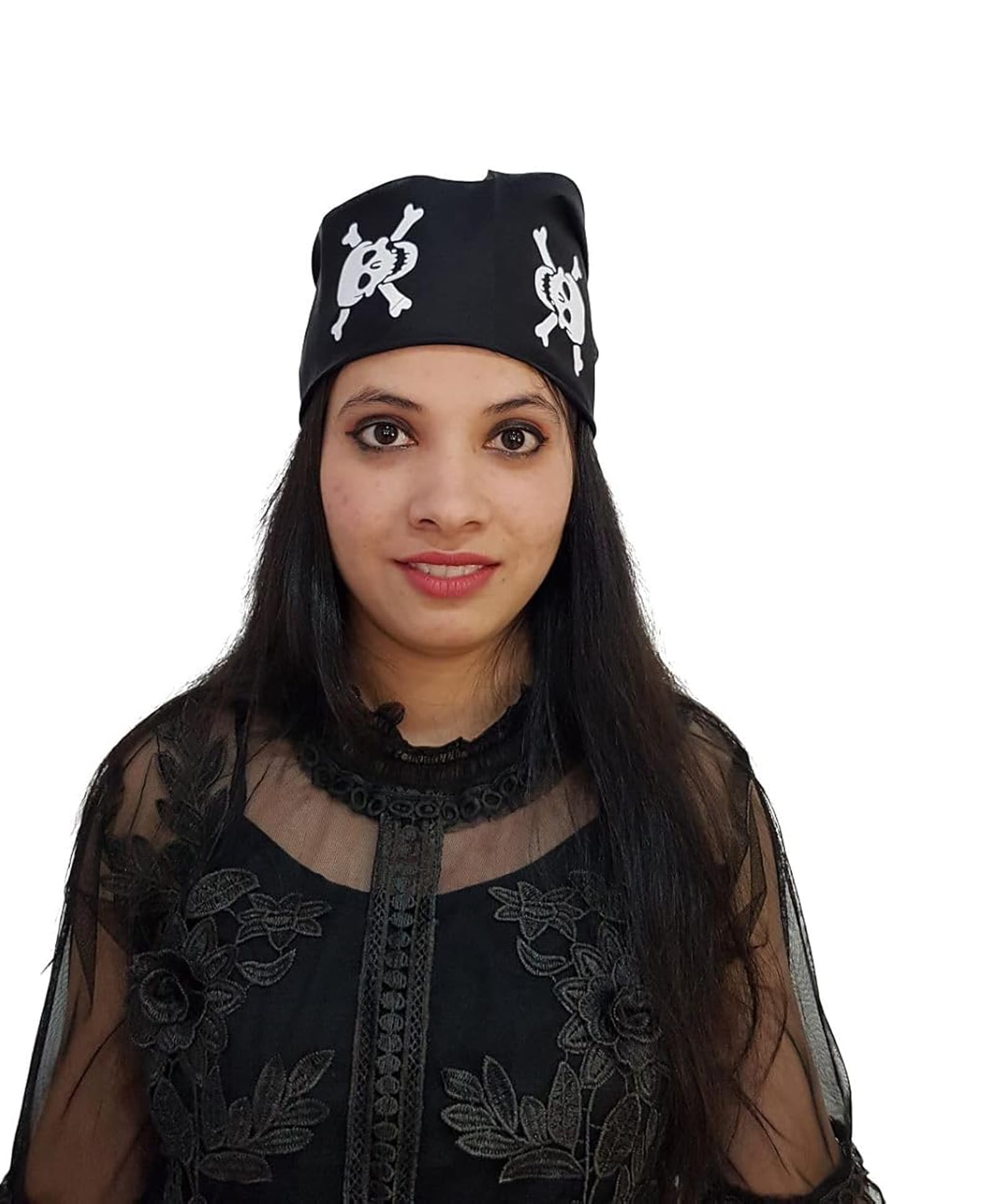 BookMyCostume Synthetic Skull Printed Pirate Bandana Cum Scarf - Black-image-37