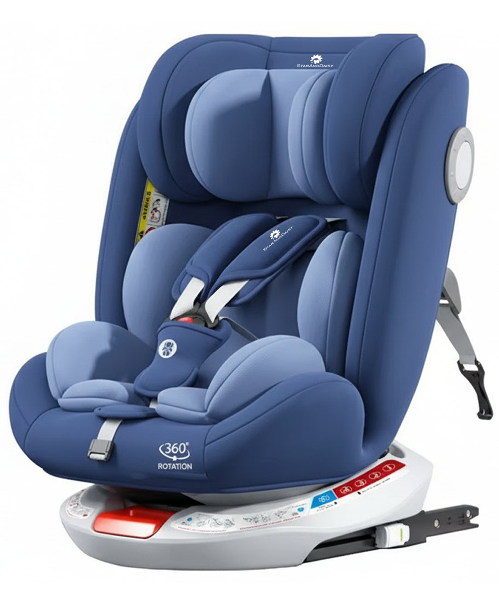 StarAndDaisy Baby Car Seat for 3-7 Years with ISOFIX, 360° Free Rotation, Multi-Level Height Adjustment Recline Blue-image-12