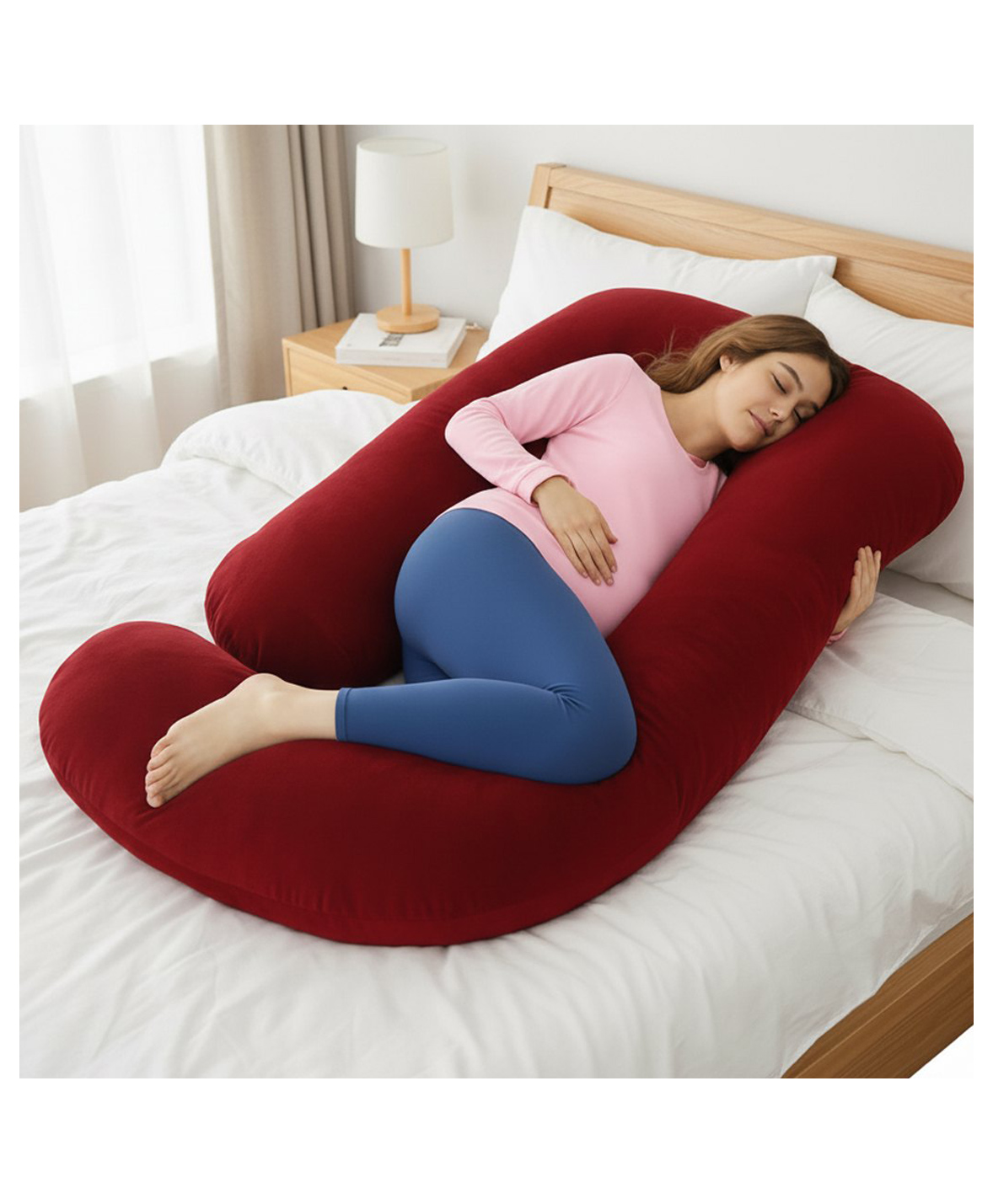 StarAndDaisy Pregnancy Pillow for Women J -Shape - Maroon-picture-13